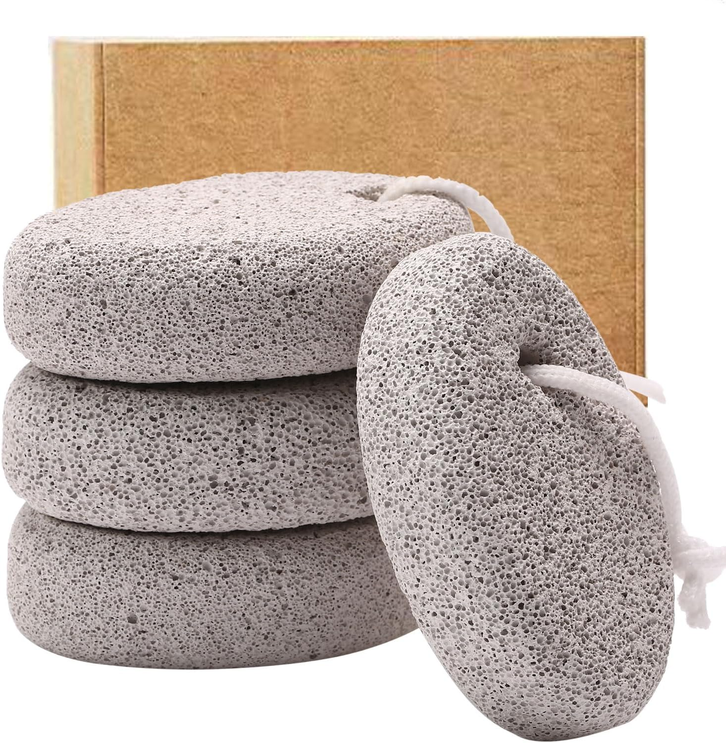 Borogo 4-Pack Natural Pumice Stone for Feet, Lava Pedicure Tools Hard Skin Callus Remover for Feet and Hands - Natural Foot File Exfoliation to Remove Dead Skin, Heels, Elbows, Hands image number 3