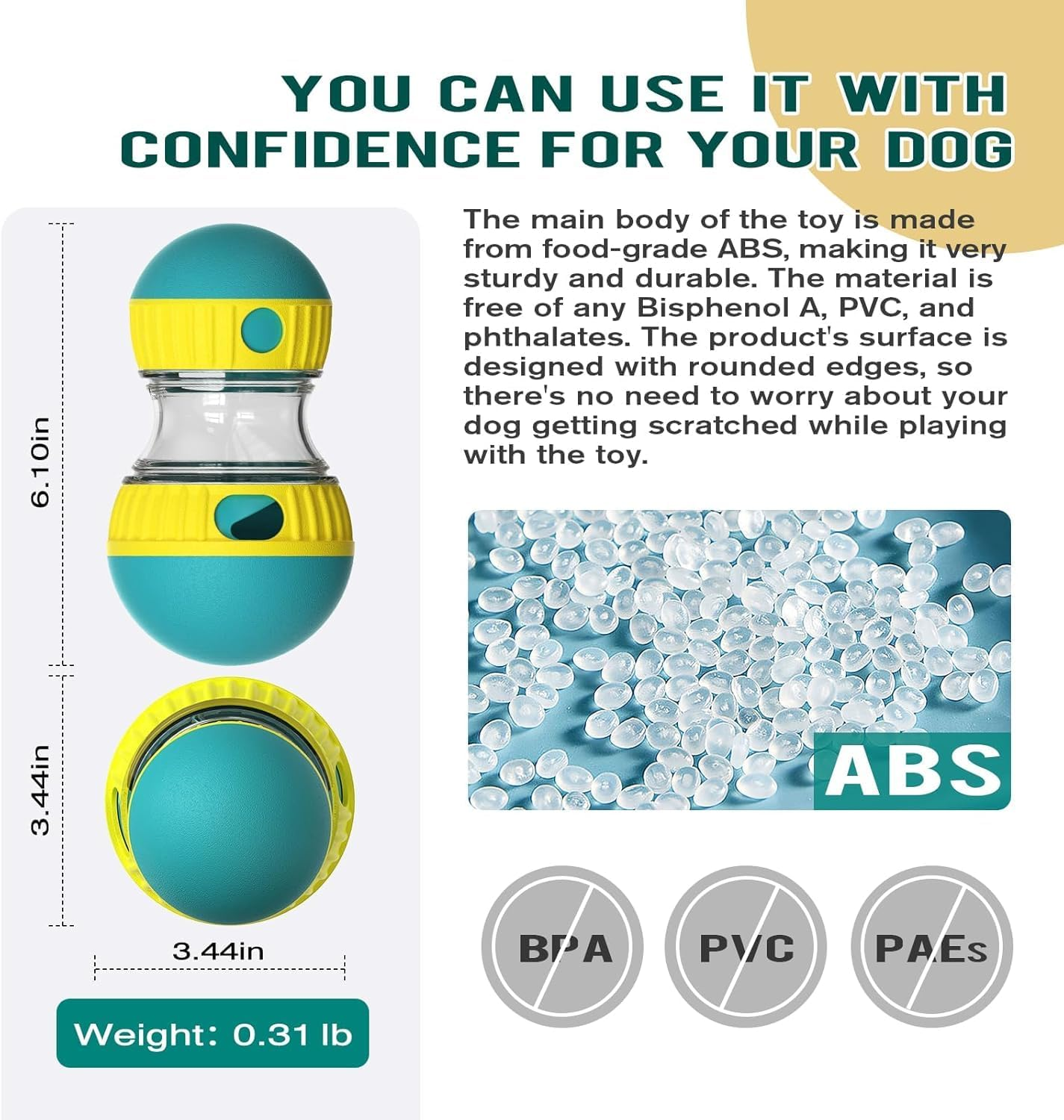 Dog Puzzle Toy Adjustable Treat Dispensing Ball Food Dispenser Tough Slow Feeder Puppy Enrichment Training Toy Pet Interactive Chase Toys for Small Medium Large Dogs to Keep Them Busy, Green image number 4