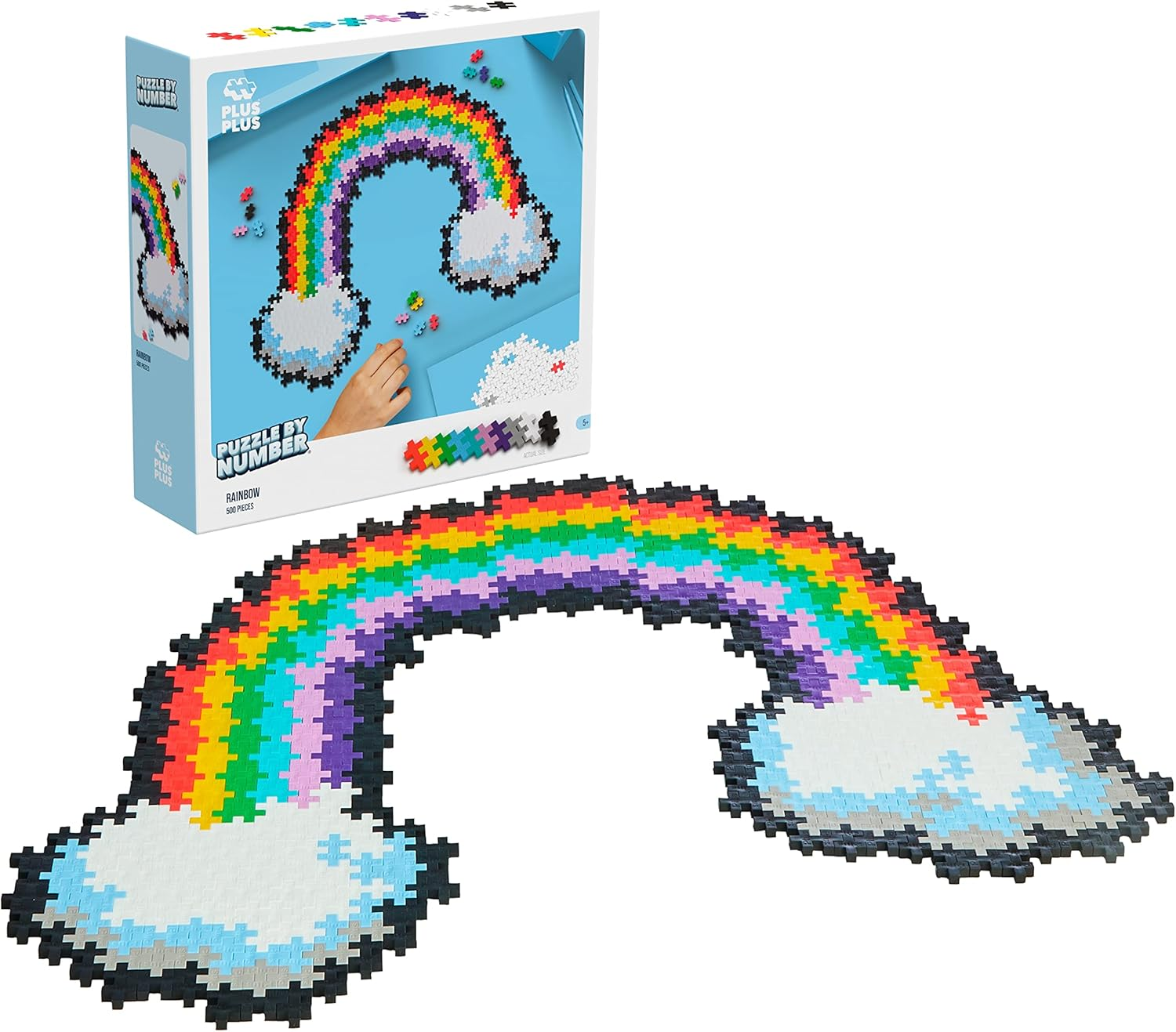 Plus-Plus Puzzle by Number Rainbow Building Block 500-Pieces Set image number 4
