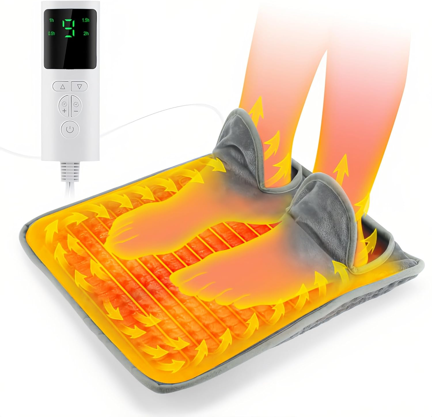 Sika Deer Electric Foot Warmer, Heated Feet Warmer for Bed, Portable Foot Heating Pad under Desk Foot Warmer with 9 Heating Levels & 4 Time Settings, Washable & Fast Heating Pad Foot Warmer. image number 3