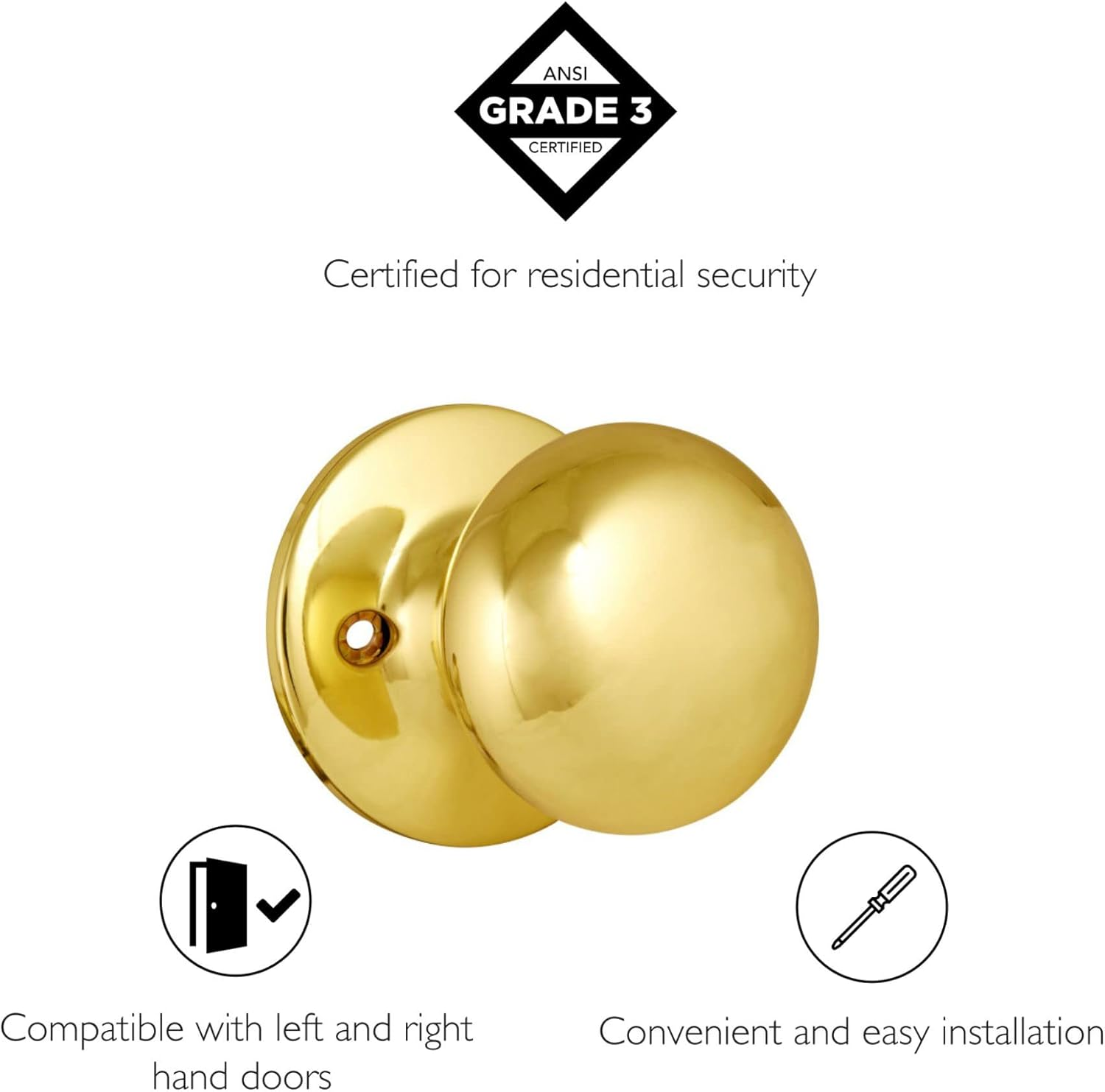 Design House 753251 Cambridge Dummy Door Knob, Reversible for Left or Right Handed Doors, Polished Brass Finish - Bronze image number 7