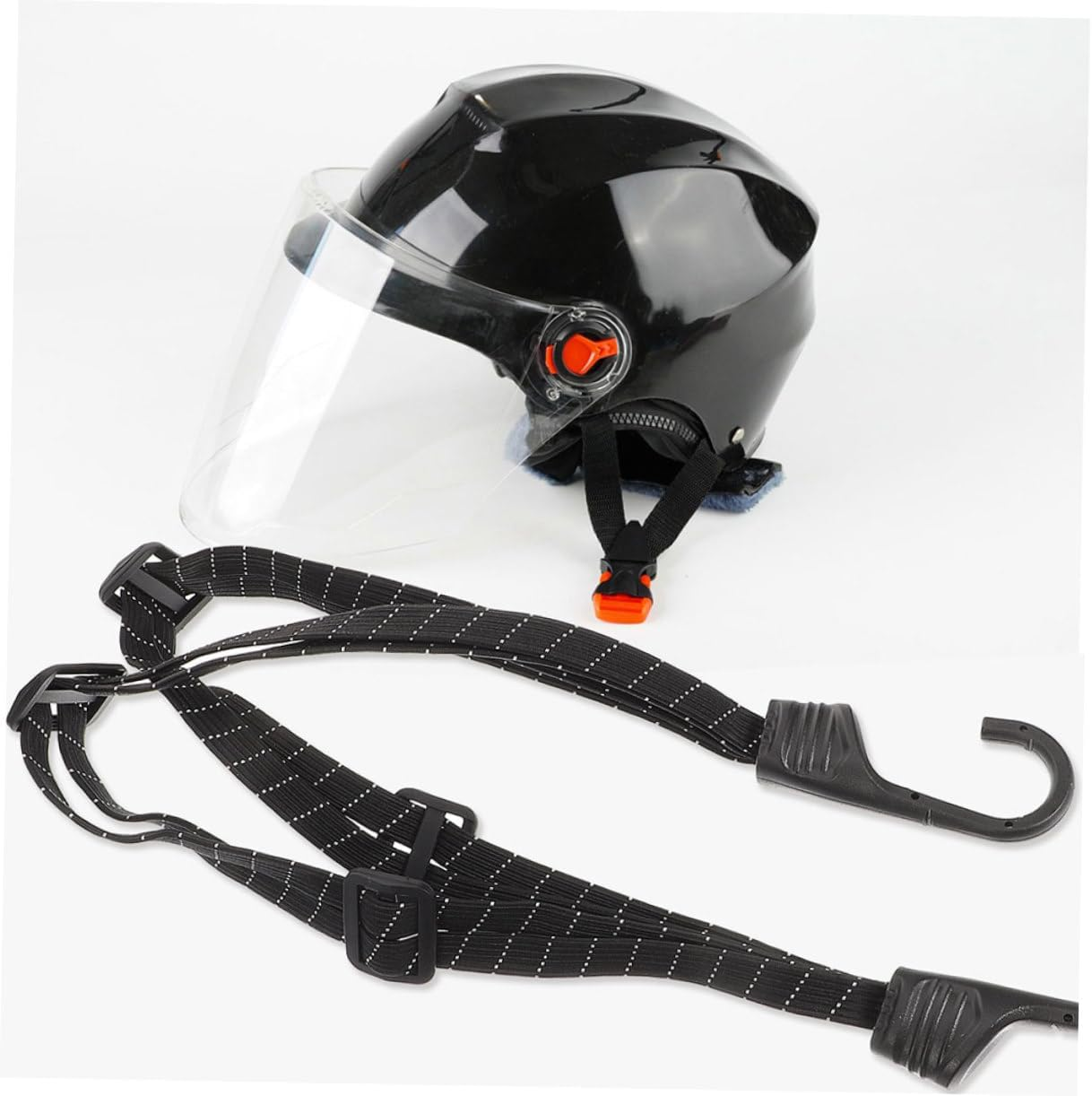GOOHOCHY 2Pcs Adjustable Elastic Motorcycle Helmet Luggage Straps with Hooks Rubber Bungee Cord for Bike Bicycle Outdoor Travel Retractable and Secure Fastening