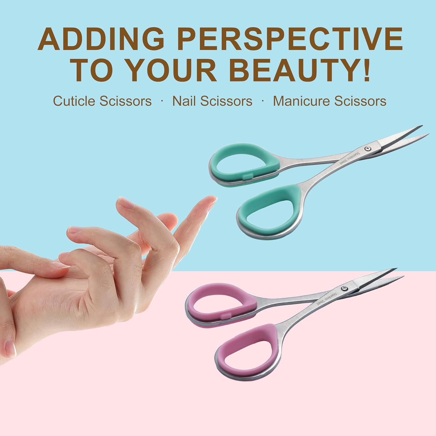 PAFASON High Precision Cuticle Scissor Set, 2 PC Multi-Purpose Curved and Straight Manicure Pedicure Beauty Grooming Tool for Nail Dry Skin,Stainless Steel, Premium Leather Cases image number 5