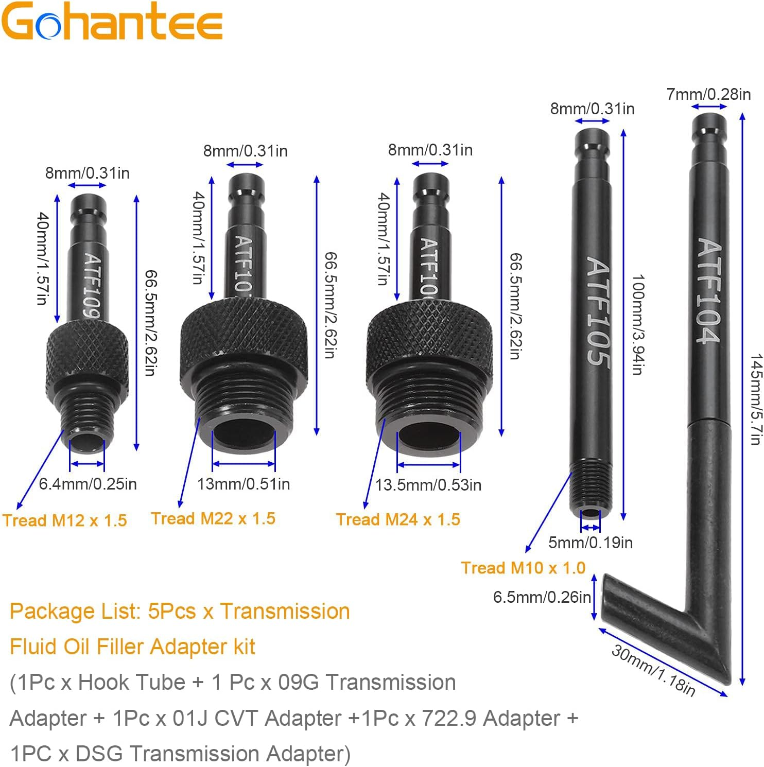 Gohantee Transmission Automatic Fluid Oil Filling Filler Adapter Fit for VW Audi 09G 01J 722.9 CVT DSG ATF Benz 722.9 image number 4
