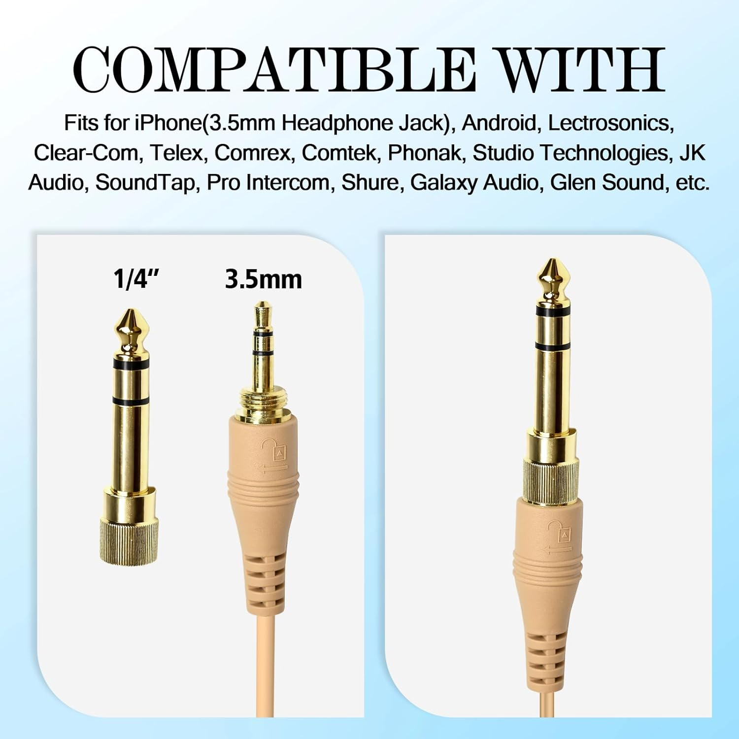 Pdflie 3.5Mm IFB Kit Earpiece Broadcast Communication Headset Anchor Broadcaster In-Ear Professional Earset with 1/4" Connector for Iphone Android Telex Lecstronics Clear-Com Comrex (Flesh Skin) image number 1