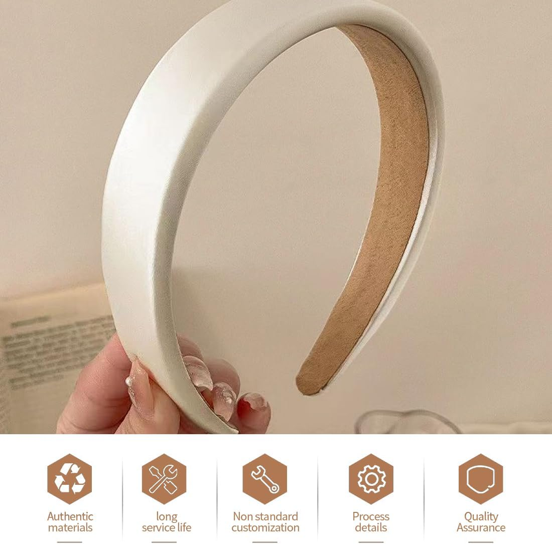 YUZNA Headband Dirndl Women'S Oktoberfest Costume Hair Accessories Padded Wide White Headband for Wedding image number 2