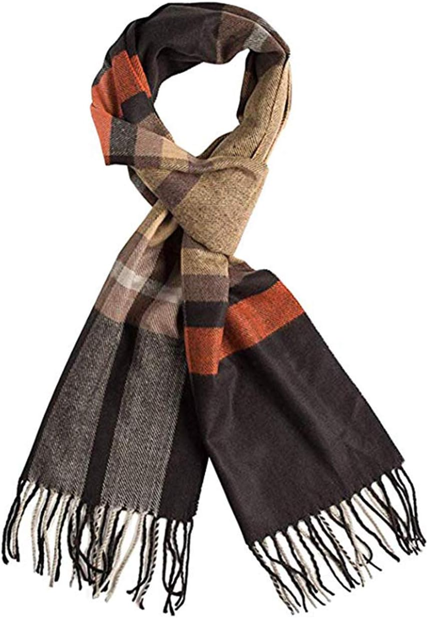 Runtlly Men'S Winter Scarf Soft Classic Cashmere Feel Scarves Unisex - 8-9 Camel image number 3
