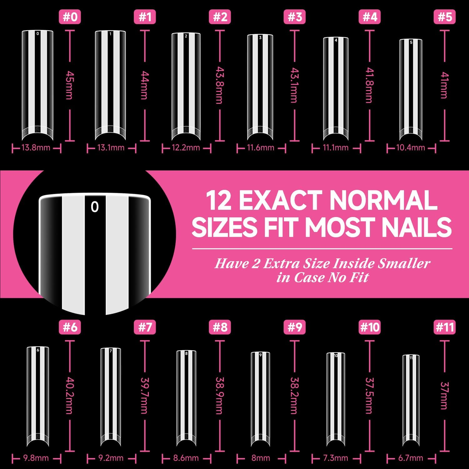 UNA GELLA Nail Tips Square XXL 120 PCS No C Curve Gel Tips Extra Long Square Straight Nails Half Fake Nail Tips No Trace for Acrylic for Home DIY with Box image number 6