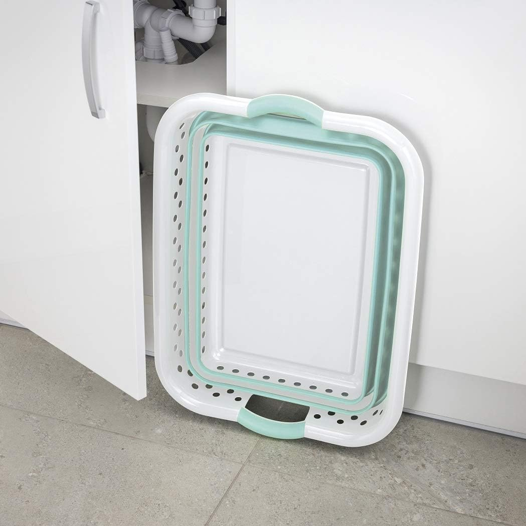 Addis 517934 Foldable Rectangular Laundry Basket, White & Aqua Haze, 45 Litre image number 3
