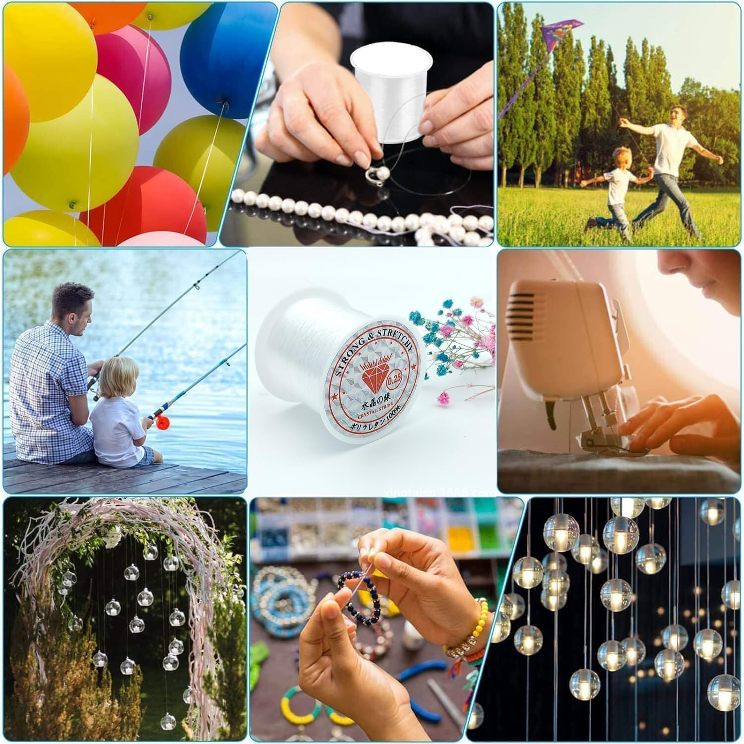 Jewelry Bracelet String Nylon Thread Beading Thread, 2Pcs 80M Clay Beads String Invisible Wire, Strong Crystal Elastic Beading Line Cord Thread String,Beading Threads Crystal Stretchy Bracelet String image number 1