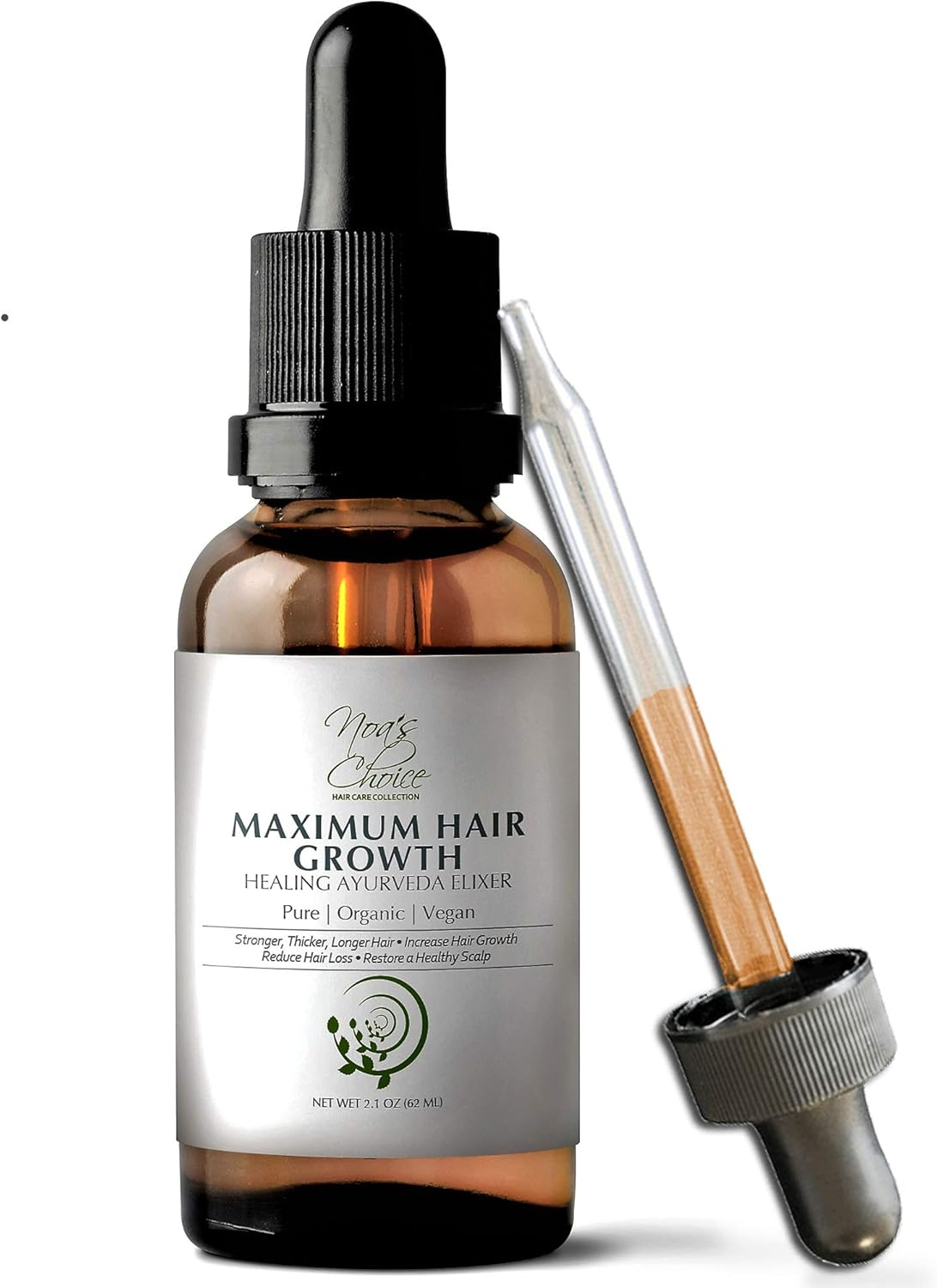Noa'S Choice ORGANIC Ayurvedic Hair Growth Formula, for FULLER, Longer,Thicker, Healthier Hair. Revive Your Hair and Scalp TODAY! Best Treatment for Hair Loss & Thinning Hair 2.1Oz