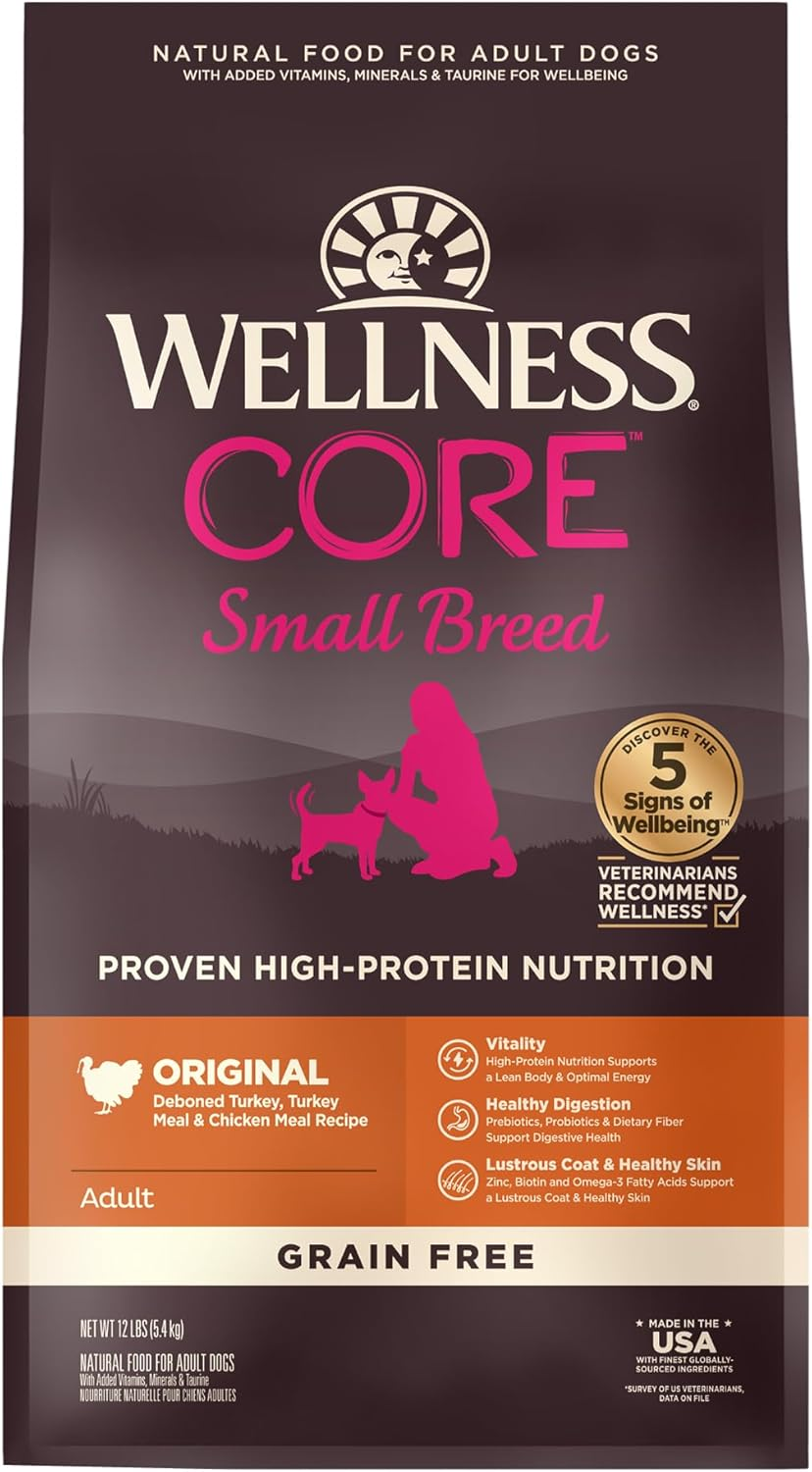 Wellness CORE Dry Dog Food, Small Breed, Grain-Free, High Protein, Natural, Original Turkey & Chicken Recipe, (5.4Kg Bag) image number 2