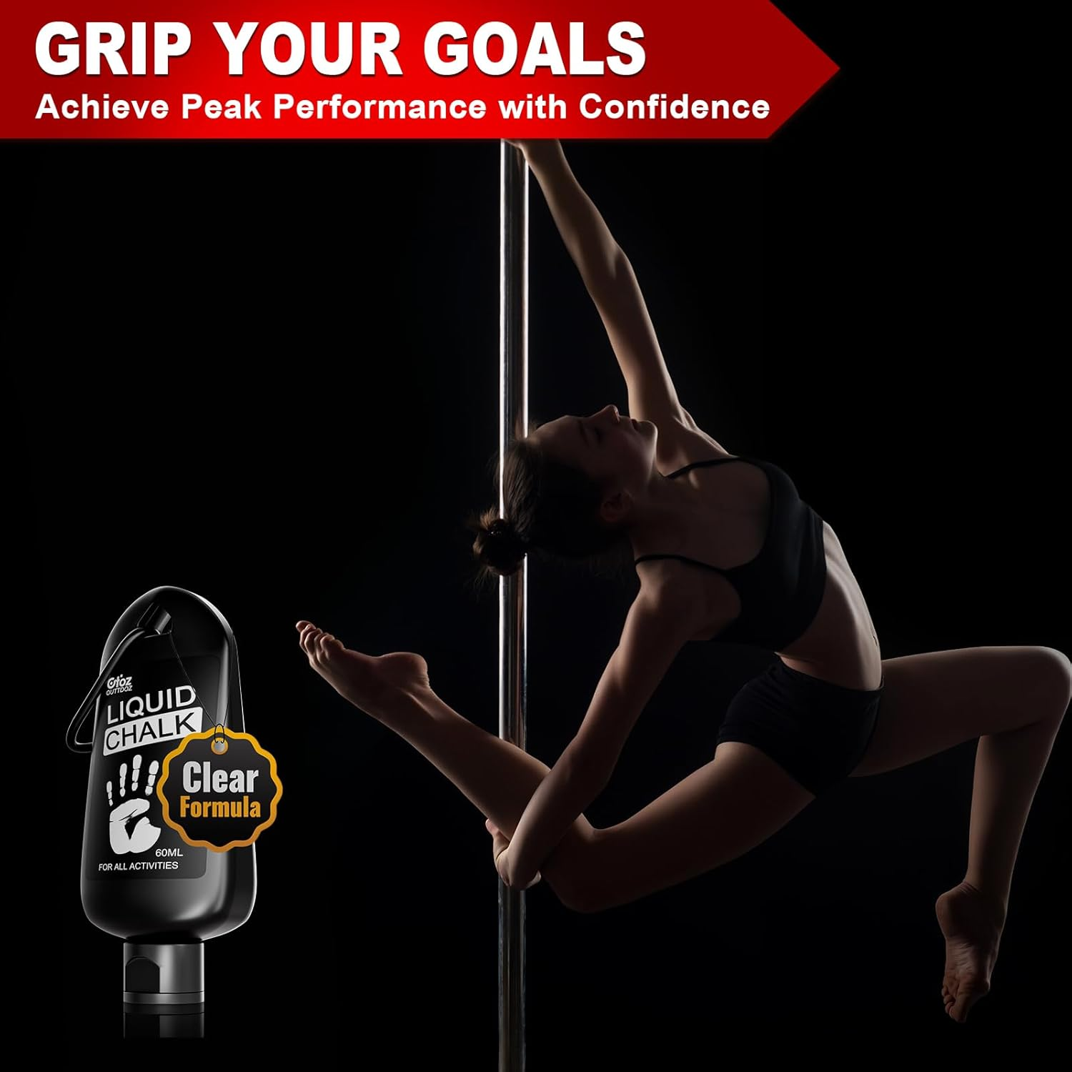 OUTTDOZ Clear Liquid Chalk, Dry Hands Non Sticky Grip Enhancer, Transparent Anti-Slip Solution for Gymnastics Cheerleading Pole Dancing Tennis Golf Pickleball Badminton and All Sports. image number 5