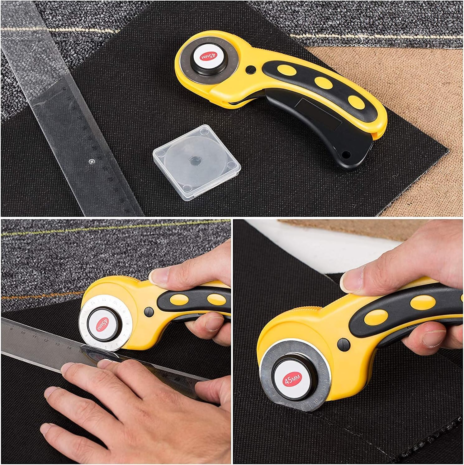 LYSAIMG 10 Pcs Rotary Cutter Blades,45Mm Replacement Blades with Scale,Sharp and Durable, Suitable for Olfa,Truecut & Martelli,For Fabric,Leather, Sewing,Quilting image number 2