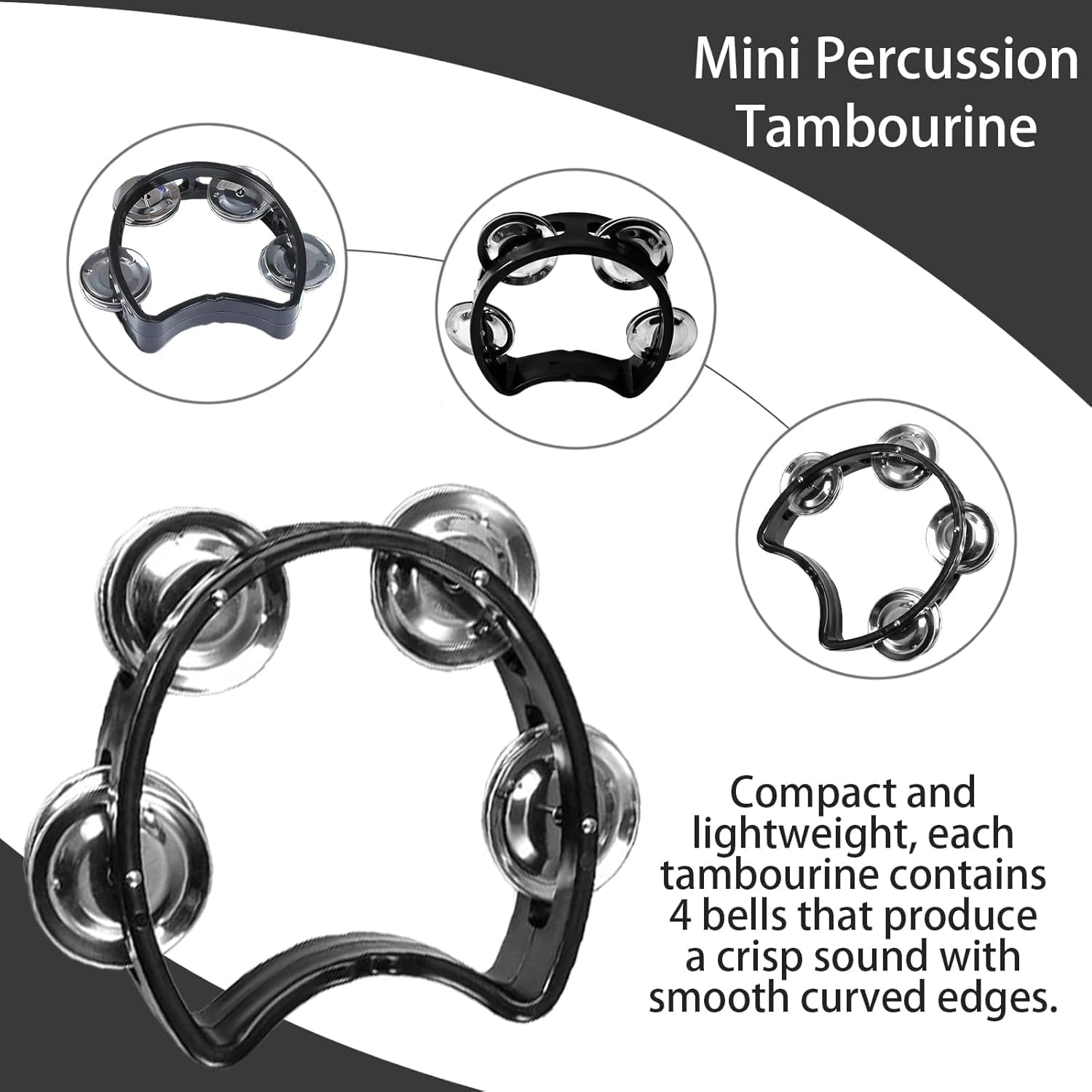 6 Pcs Tambourine, Metal Jingles Hand Held Percussion,Tambourine for Adults,Half Moon and Egg Shakers, Sand Hammer Apply Adults Kids Party, KTV, Church image number 4