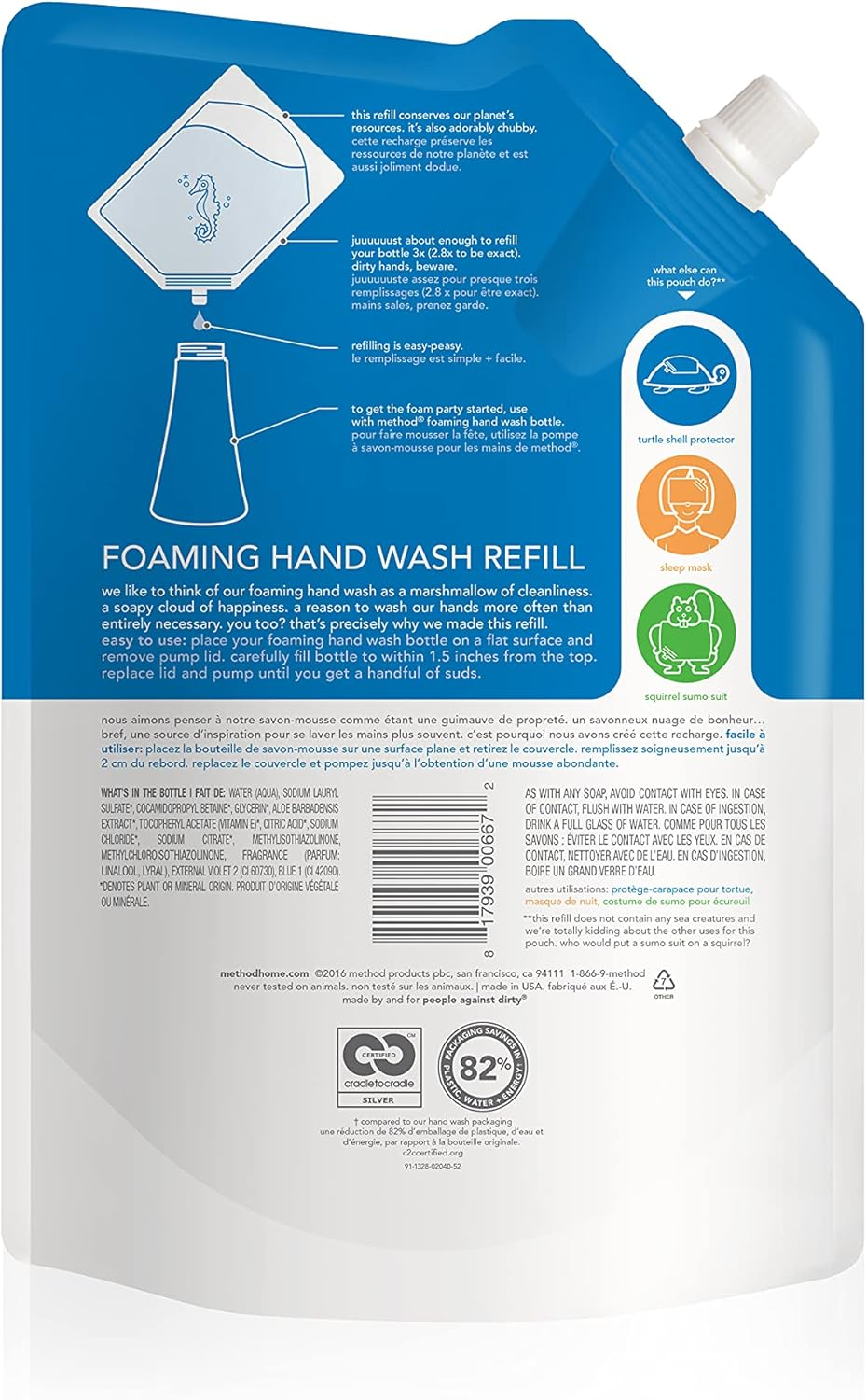 Method Foaming Hand Wash Refill Pouch, Sea Minerals, 28Oz, 3Pk