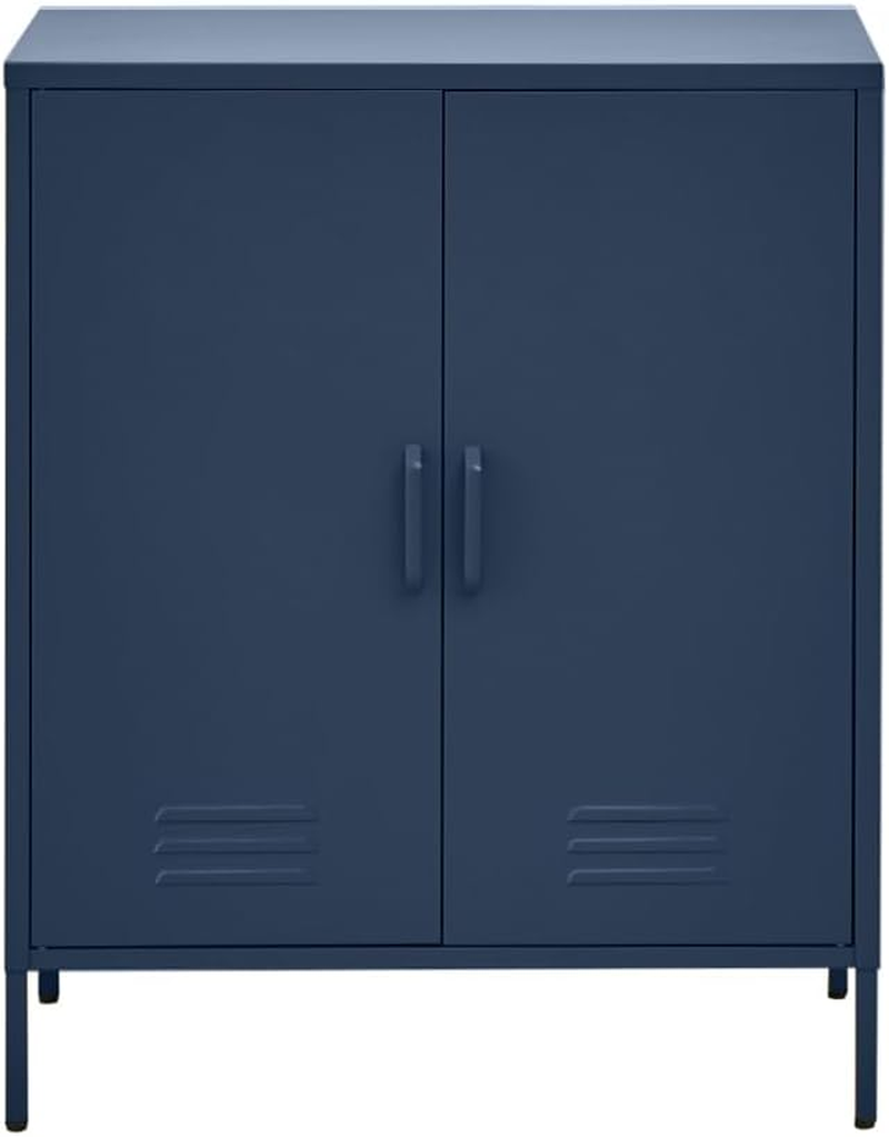 Artissin Locker, Metal Sideboard Buffet Cabinet Bedside Table Shoe Storage TV Cabinets Organiser Home Bedroom Kitchen Living Room Bathroom Furniture, with Adjustable Shelf Handy Hook Blue image number 2