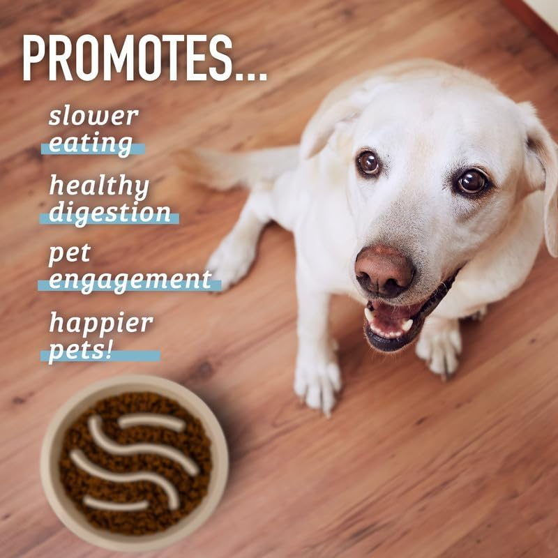 Leashboss Slow Feed Dog Bowl for Raised Pet Feeders - Maze Food Bowl Compatible with Elevated Diners with Standard 2 Quart Bowls (Gray, Star)