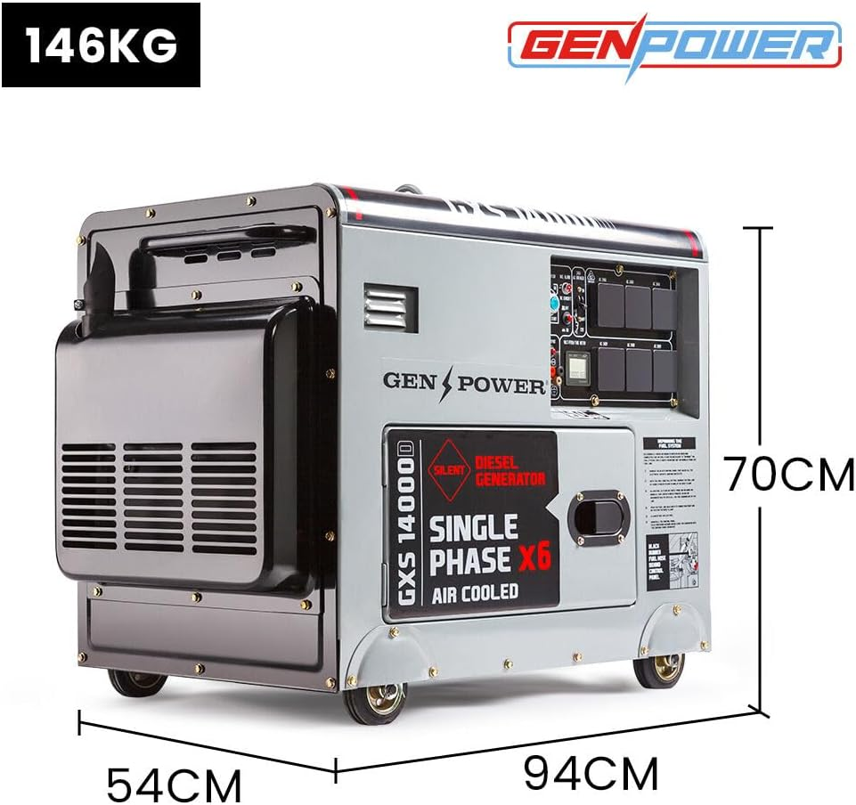 Genpower 8.4Kw Peak 6Kw Rated Commercial Diesel Generator, Electric Key Start, 6 X 15A, Single Phase image number 3