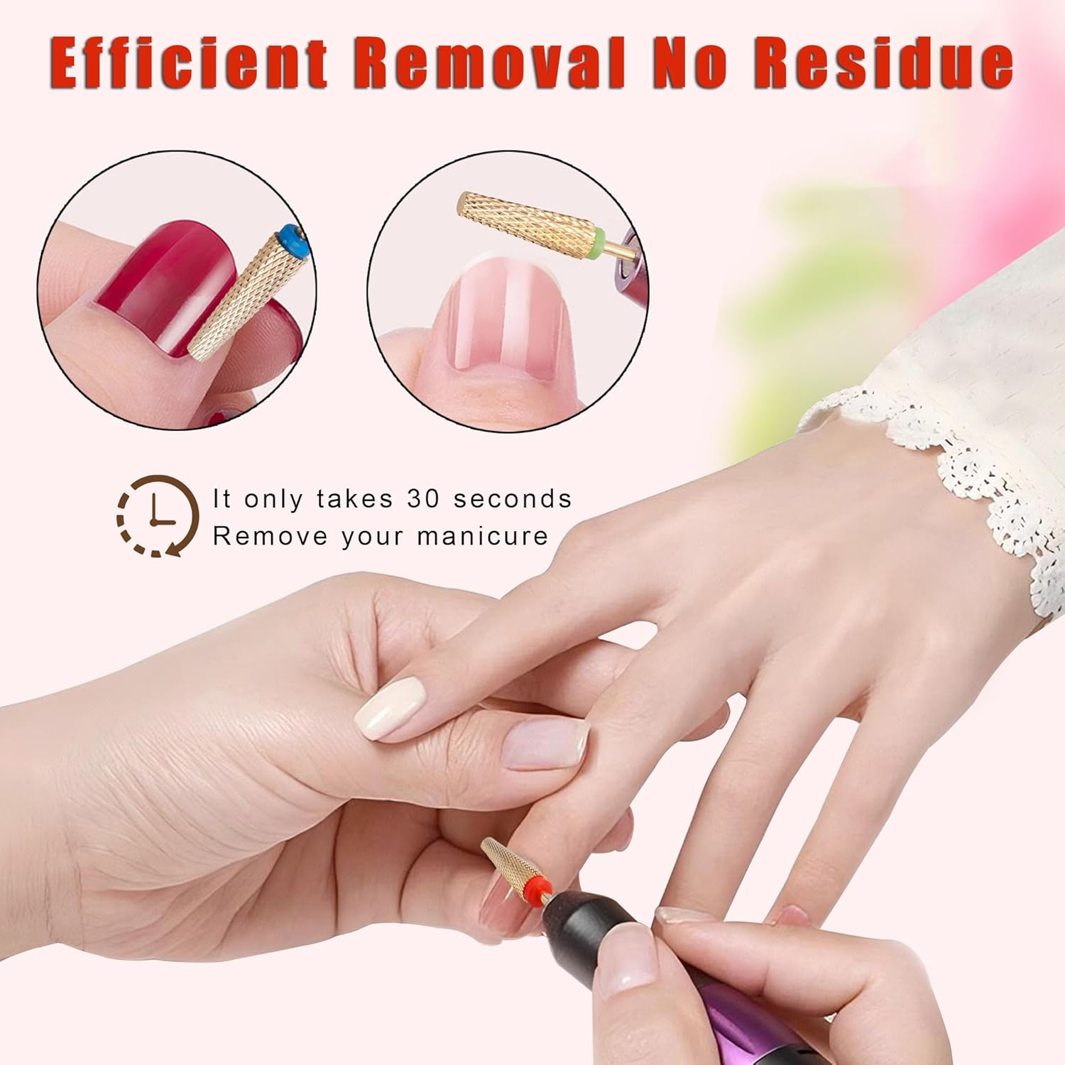 Yakamoz 4Pcs Professional Carbide Tungsten Nail Drill Bit Set, 5 in 1 Extension Nail Drill Bits,3/32 Inch Diameter Two Way Rotate Advanced Safety Bits for Manicure Pedicure Cuticle Acrylic Hard Gel Nails image number 2