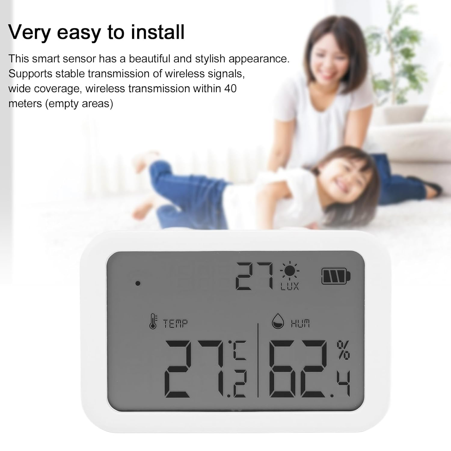 Indoor Temperature Humidity Sensor, Temperature Humidity Light 3 in 1 Recording Device with LCD Screen for Remote Monitoring image number 5
