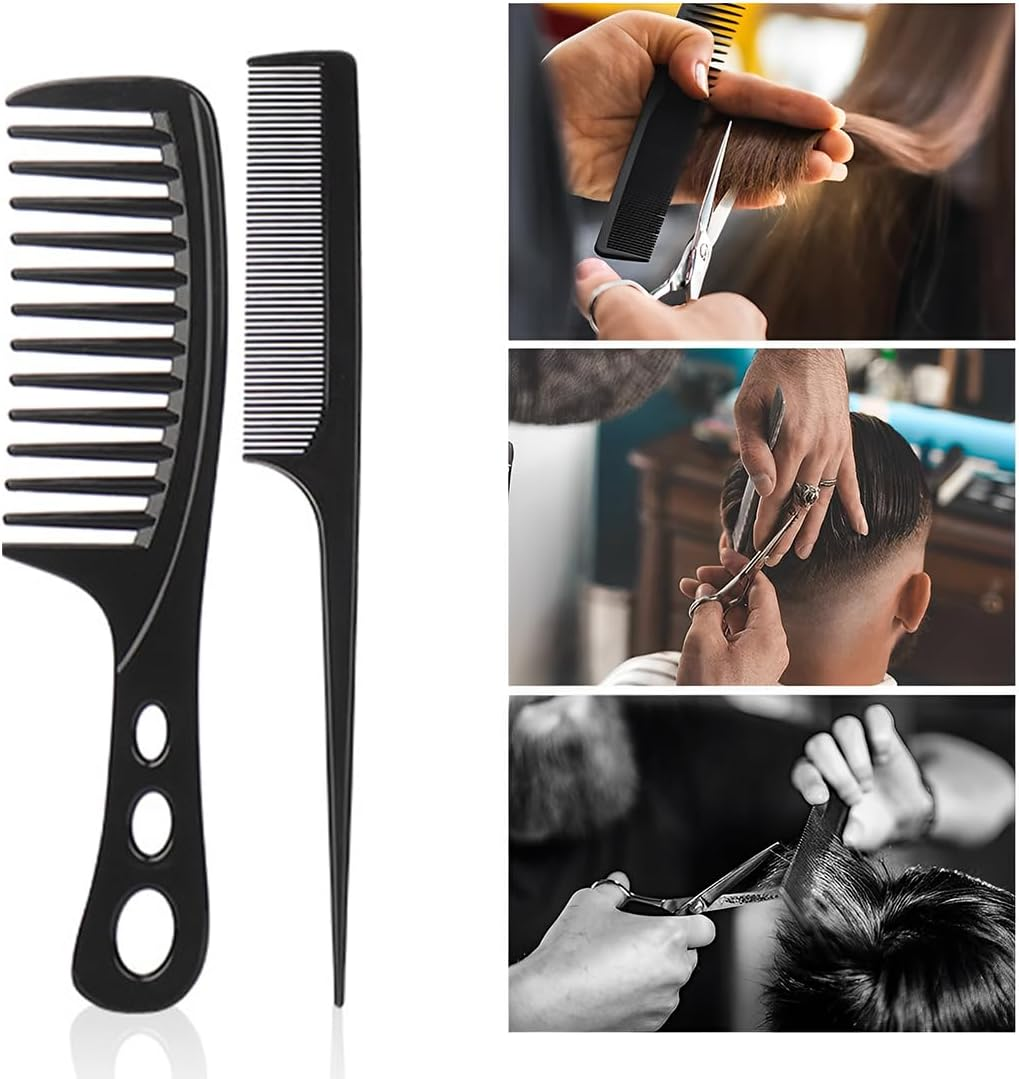 EUYKQNOI Hairdresser Set Styling Comb Men'S Set Professional Wide Teeth Slick Back Hair Comb Rat Tail Hair Brush Detangling Comb and Teasing Comb Hairdresser Comb for Men Hairdressers Hair Styling, 6 image number 3