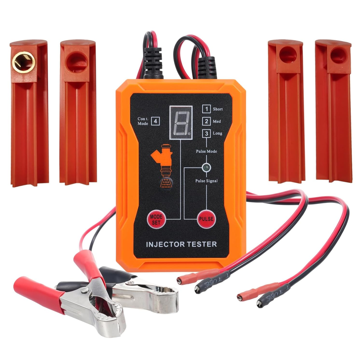 Domary Universal Fuel Injector Tester Cleaner Tool Kit 8 Pulse Modes with Adapters Short Circuit Protection (Orange)