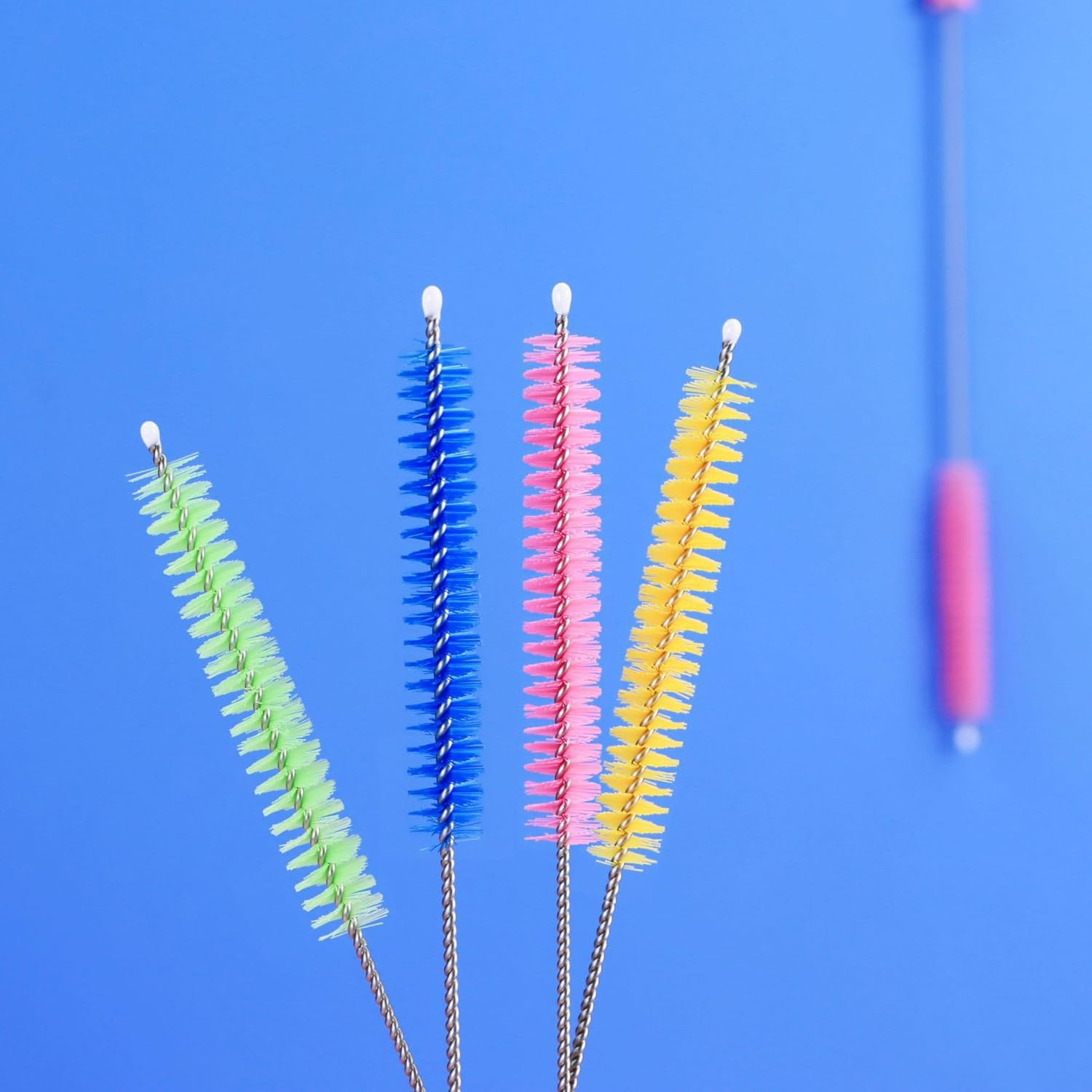 FOREVERIE Multipurpose Small Cleaning Brush Pink for Cleaning Straws, Sippy Cups, Water Bottles, Nozzle, Teapot, Narrow Corner Area, Set of 6, Diameter 10 X Length 250 Mm / 0.4 X 10 Inch image number 2