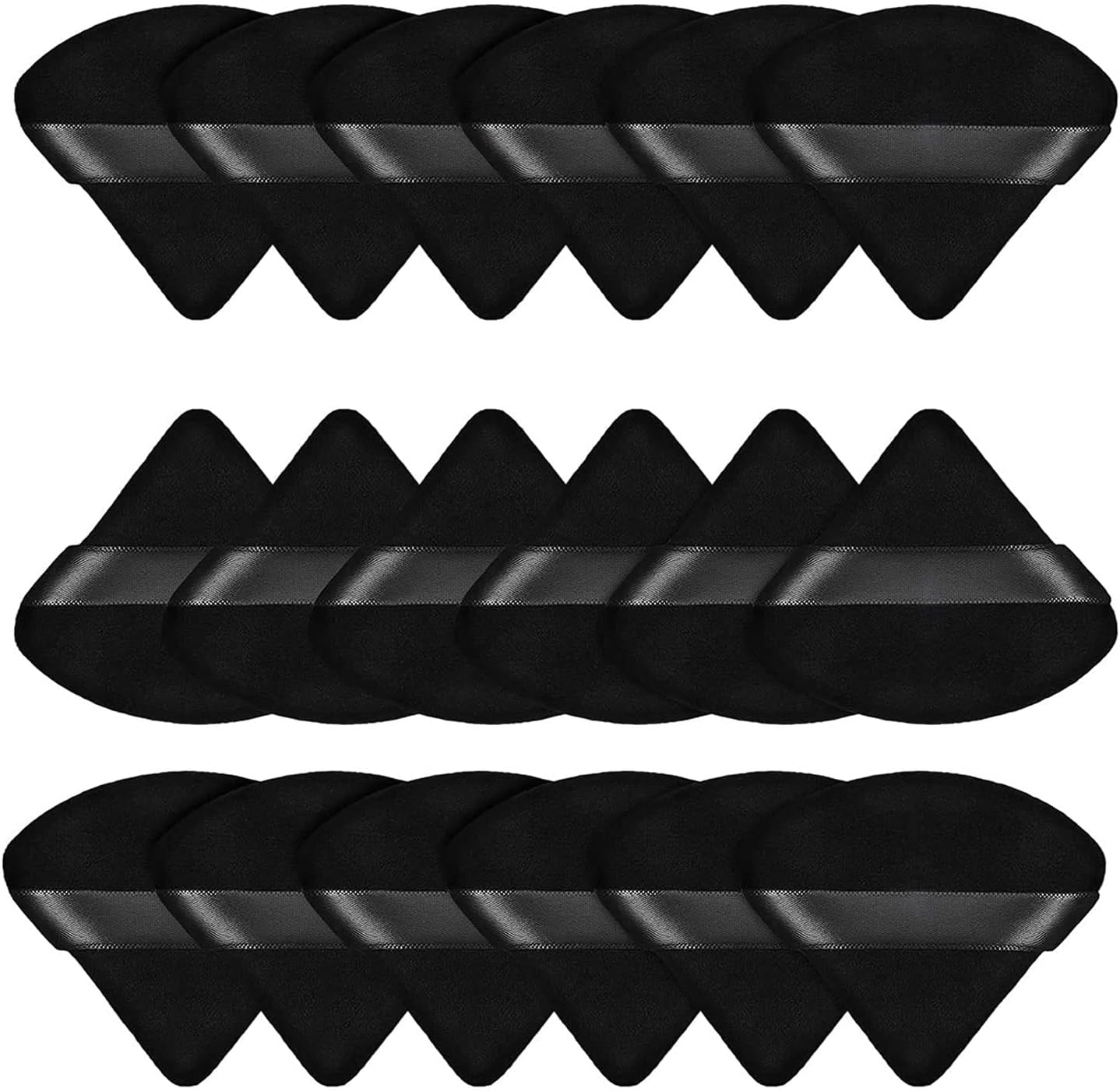 FUNNTY Powder Puffs, 18 Pcs Triangle Powder Puff Soft Pure Cotton Velour Puff, Cotton Powder Puff Face for Face Contouring Loose Powder Black image number 3
