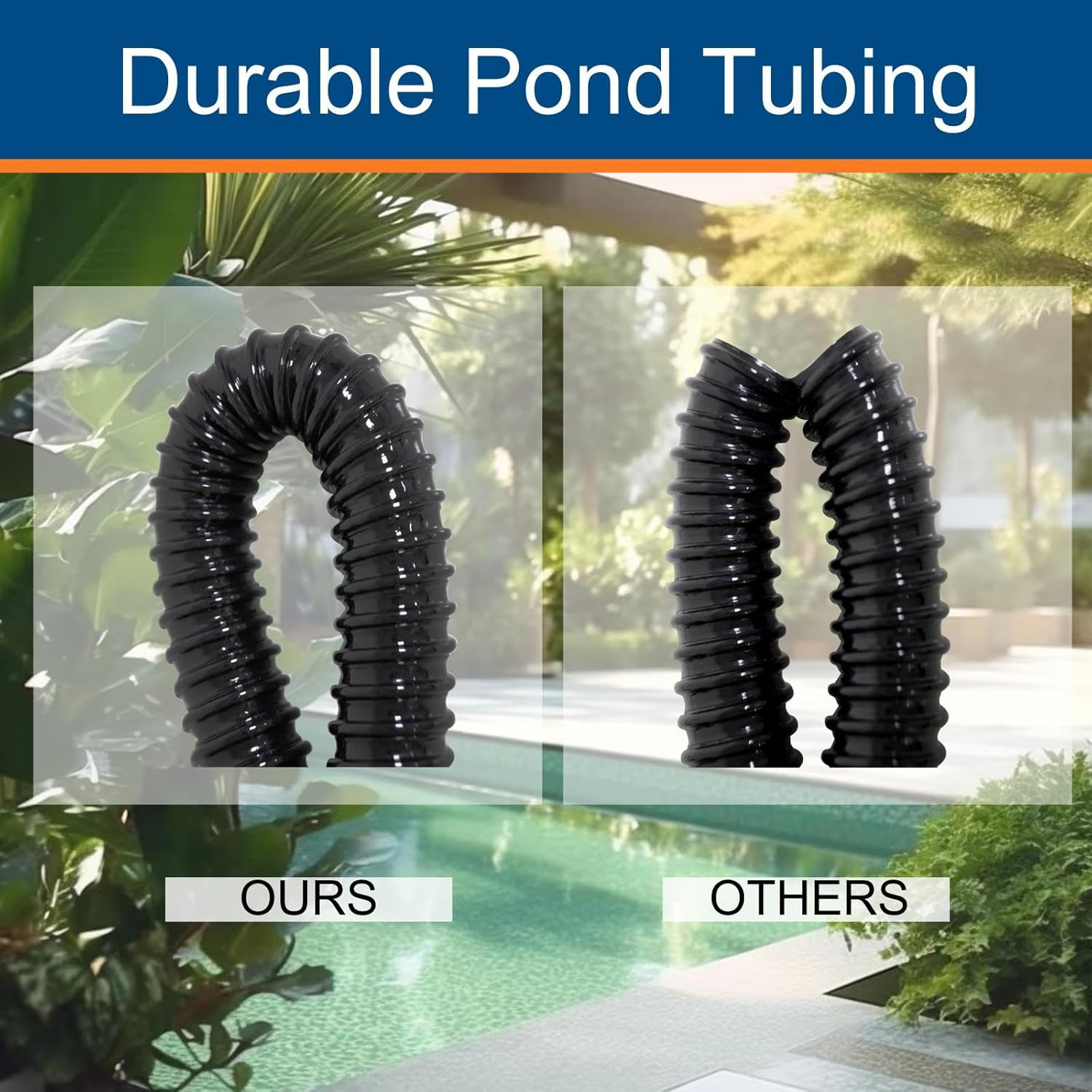 Pamopamo 1 Inch Pond Tubing, 1" ID Corrugated PVC Hose Pipe - 20 Feet Length Flexible Black Aquarium, Pond Waterfall, Garden Pond Pump Drainage Tube