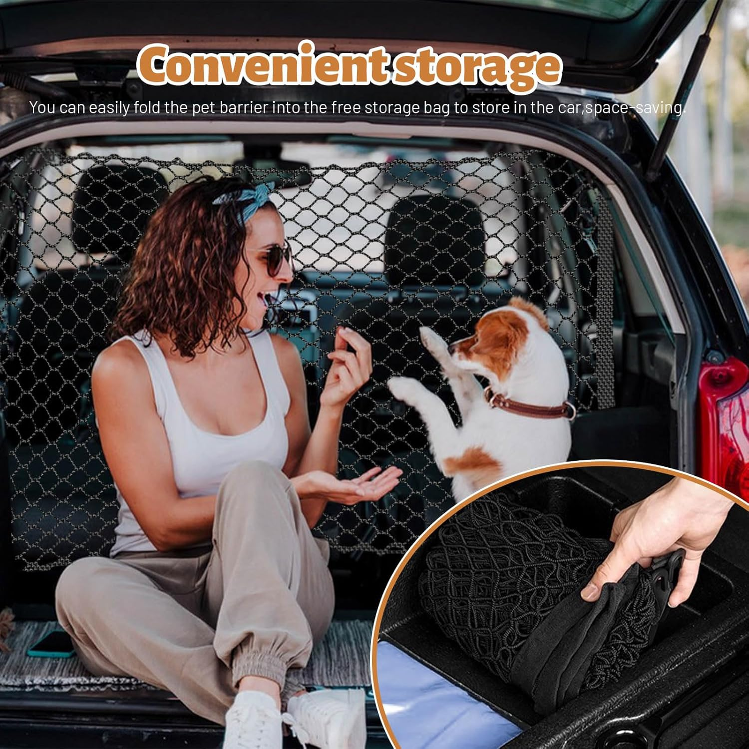 Dog Car Barrier, Dog Barrier for Car Dog Car Divider Back Seat Barrier, Dog Barrier for Suv Car Pet Barrier, 51&rsquo;&rsquo;*35&rsquo;&rsquo; Car Divider for Dogs Car Net for Dogs (51&rsquo;&rsquo;*35&rsquo;&rsquo;) image number 5