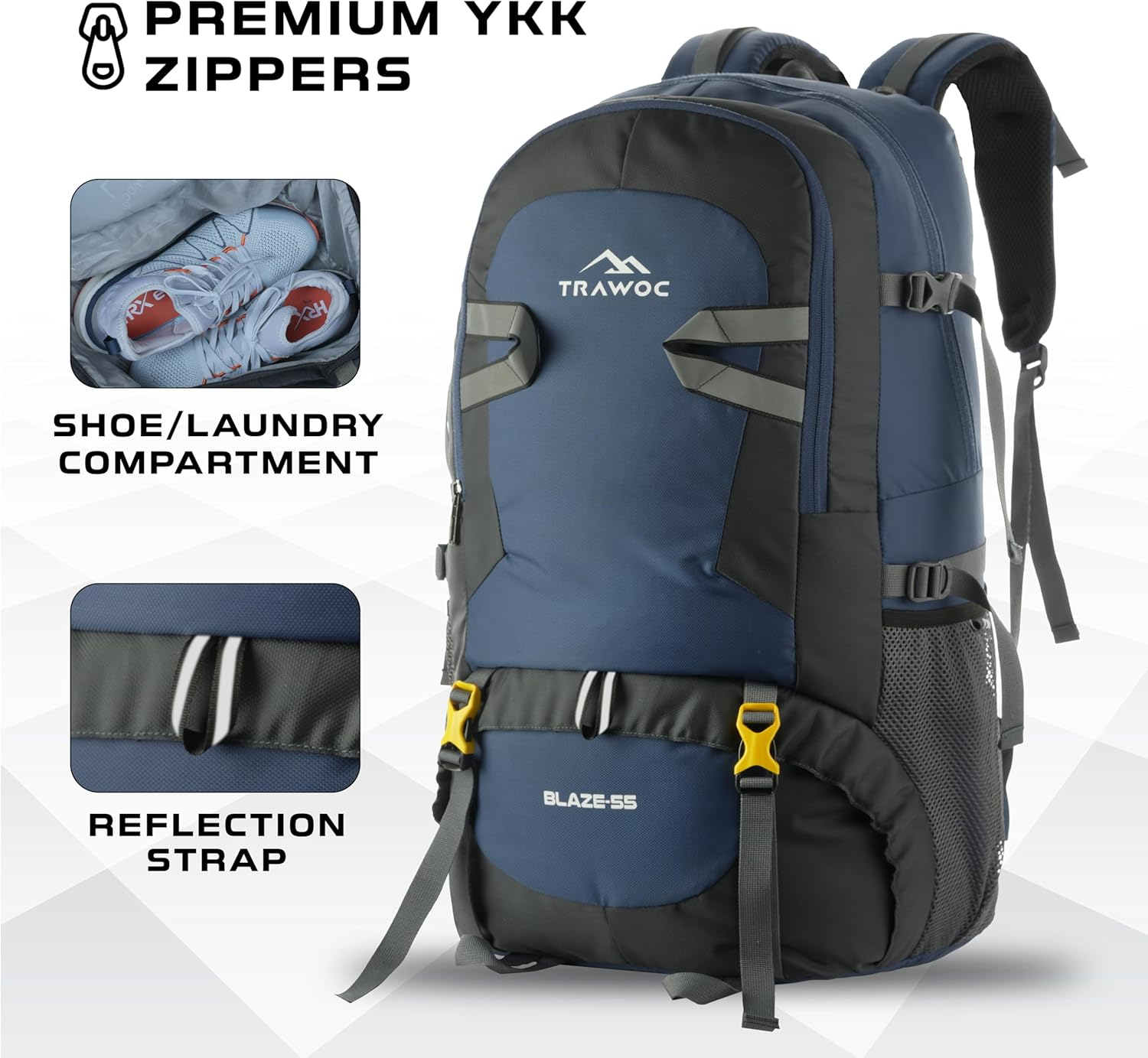 TRAWOC BLAZE 55 Liter Travel Backpack Daypack Bag for Camping Hiking Trekking Bag for Men & Women image number 2