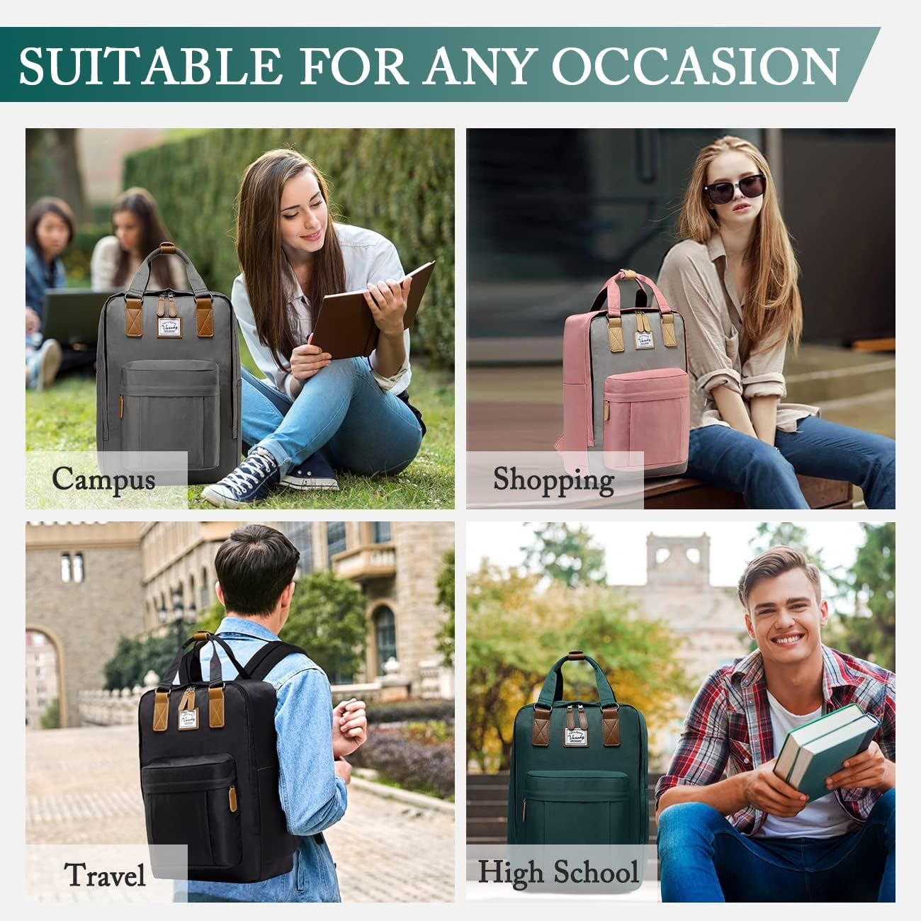 Backpack for Men Women, VASCHY Lightweight Travel Back Pack Fits 15.6Inch Laptop Water Resistant School Bag Casual Daypack for Teen Work/College Black image number 6