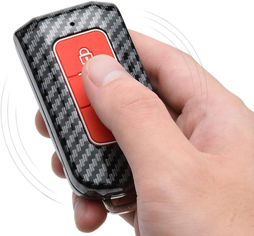 Ontto ABS Car Key Fob Cover Keyring for Mitsubishi ASX Outlander L200 Eclipse Lancer 10 Pajero Sport Accessories Remote Key Shell Plastic Silicone Key Case Key Holder Protector 2 Buttons Carbon Black image number 3