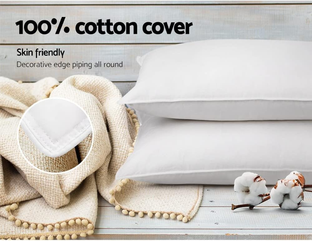 Giselle Bedding Goose down Feather Pillow Set of 2 Bed Neck Pillows for Sleeping Hotel Cushion with Cotton Fabric Cover Soft and Support Medium Firm, Side Stomach Back Sleepers