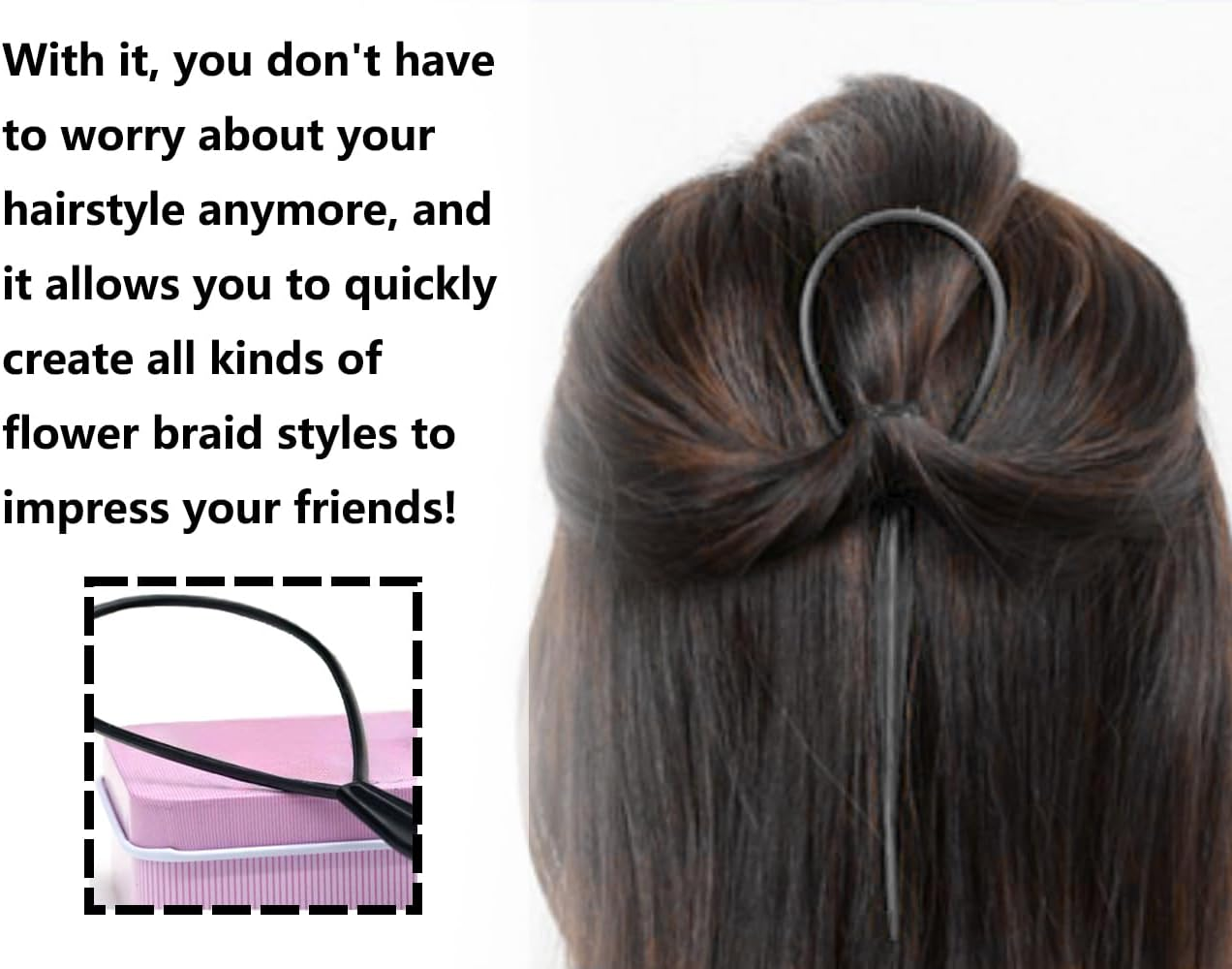 Lhbwhiz Pack of 2 Hair Tail Twister, Hairstyle Aid for Quick Spiral Braiding, Hair Tail Twister, 1 Large 1 Small (Black) image number 1