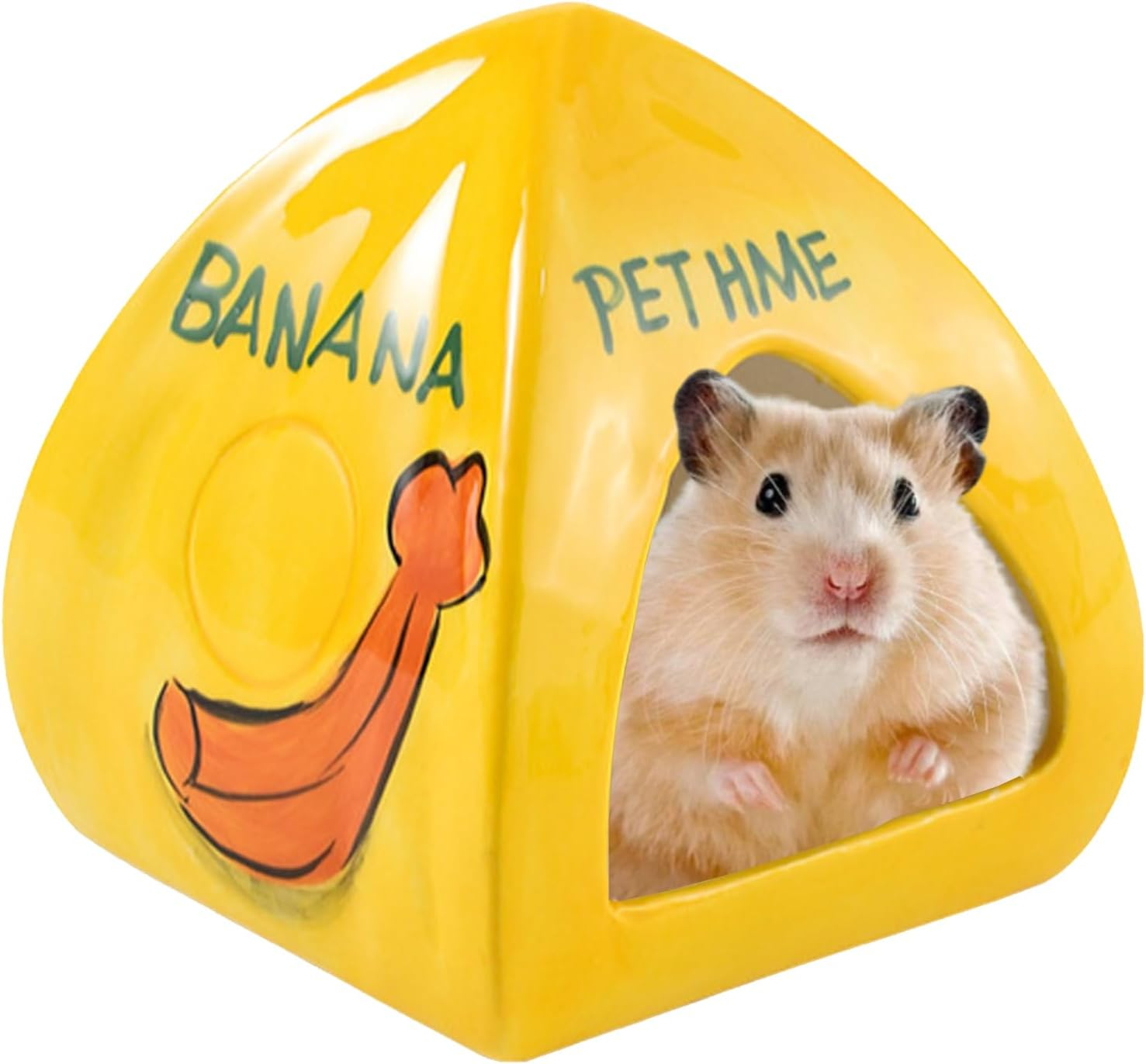 SUSOO Large Ceramic Hamster Hideout with Cute Banana Design, Four Seasons Universal Hamster House for Small Animals, Easy to Clean Guinea Pig Hide Bed for Hamster Cage Accessories and Dwarf Toys image number 3