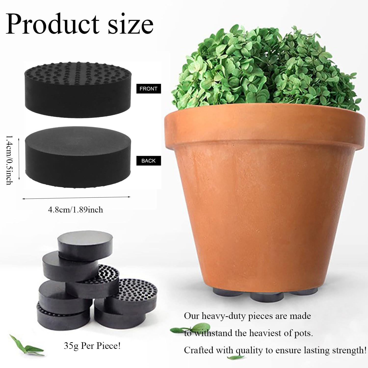 Xinghonyac 24 Pcs Invisible Pot Feet with Enhanced Non-Slip Surface Grip Plant Pots and Flowers, Solid Rubber Flower Pot Riser for Indoor Outdoor, Patios, Decks, Gardens and Floor image number 5