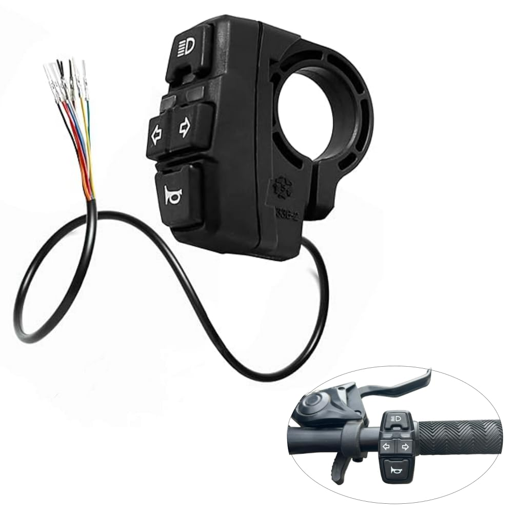 3 in 1 Electric Bike Scooter Switch, Headlight, Turn Signal, Horn Control Switch, 36V/48V On/Off Control, Waterproof Design, Multi Functional Switch Set for Electric Bicycles, Scooters, Motorcycles image number 3