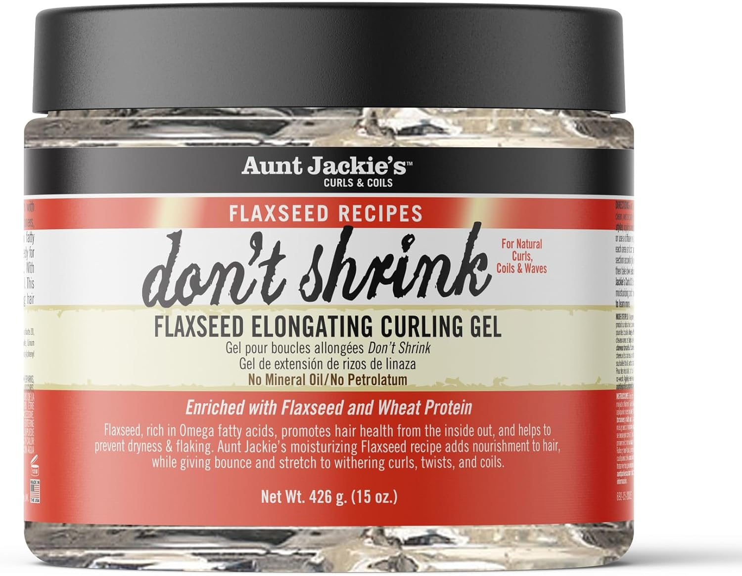 Aunt Jackie'S Don'T Shrink Flaxseed Elongating Curling Gel, 15 Ounce