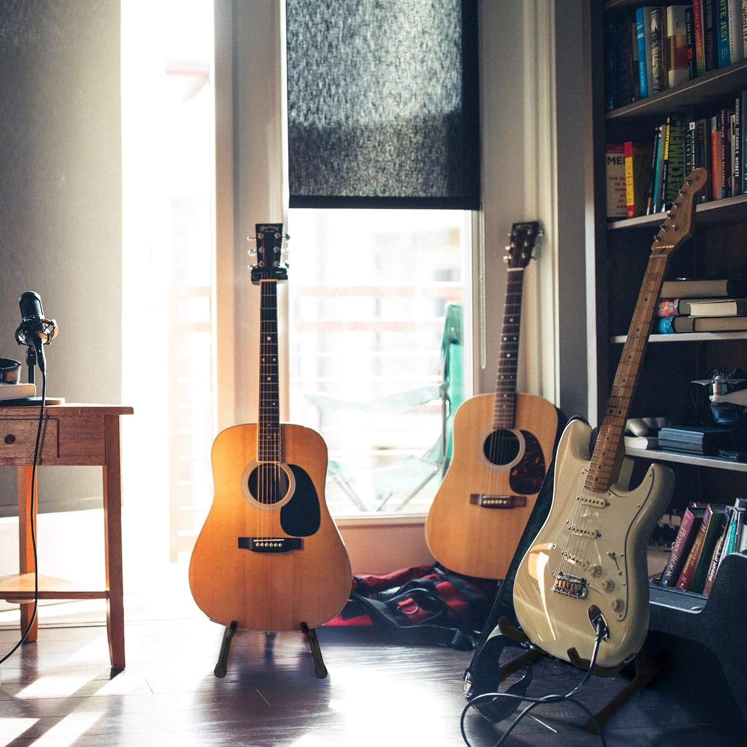 Guitar Stand Floor Folding Universal a Frame Stand for Acoustic Electric Bass Travel Classic Guitar Stand - Black image number 1