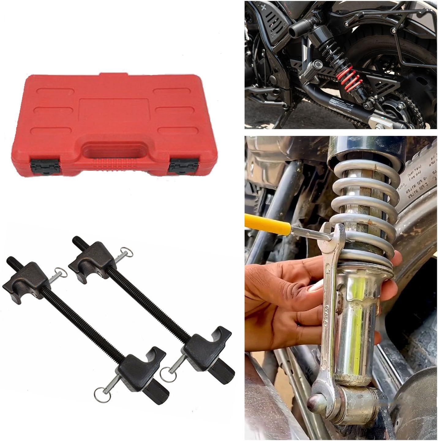 Coil Spring Compressor Tool Kit, 2-Pack Mcpherson Strut Spring Compressor Set with Heat-Treated Hooks, 1/2" Square Drive & 22Mm Hex Compatible, for Shock Absorber & Strut Replacement Tool