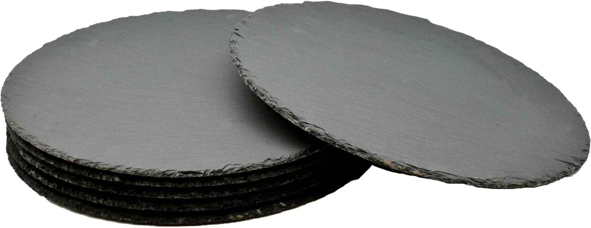 Argon Tableware round Slate Placemats - 30Cm - Pack of 6 - Black Natural Stone Slate Dinner Mats Dinnerware Plate Placemats for Kitchen, Home, Bar, Restaurant, Weddings, Events image number 1