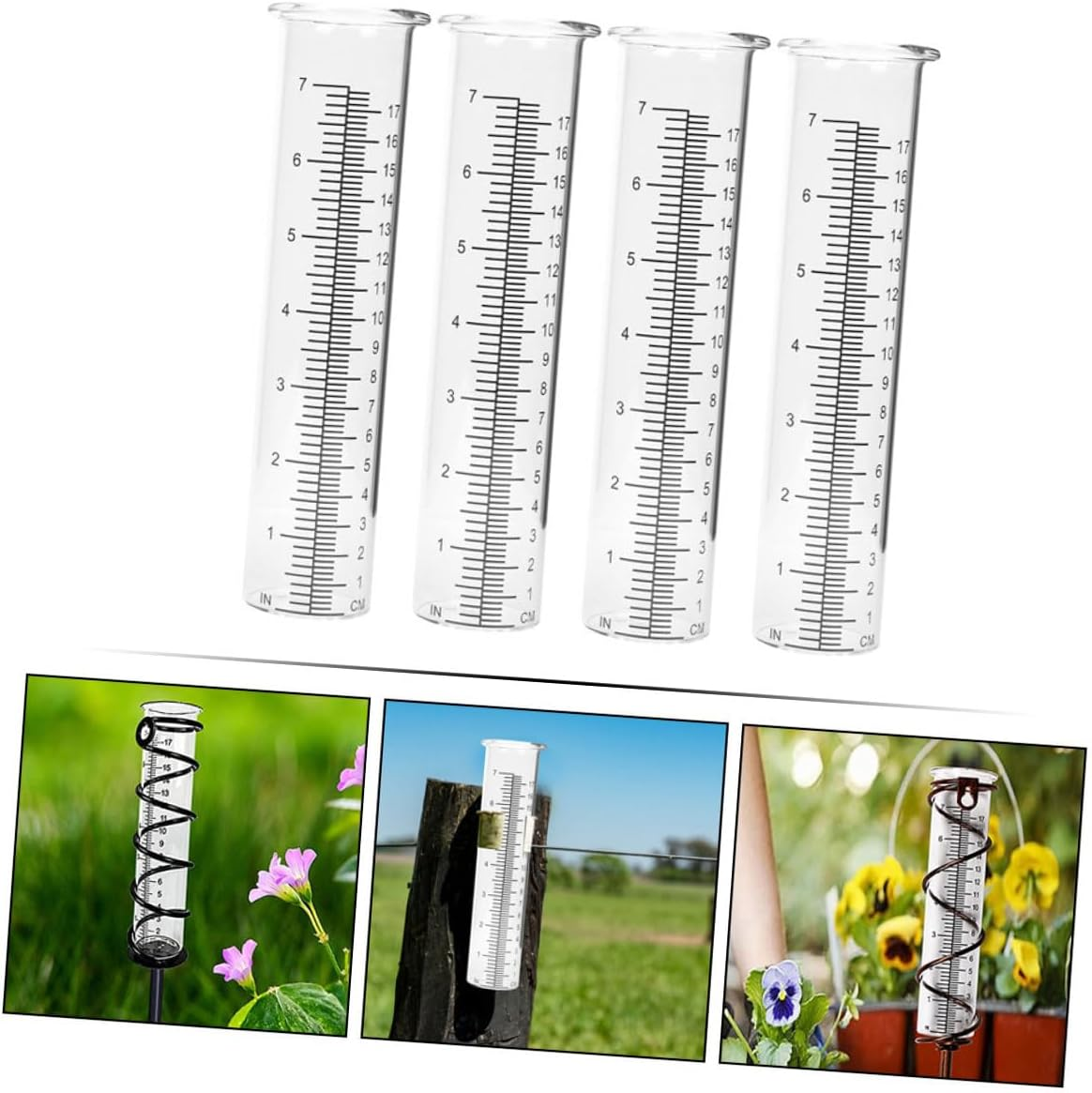 Abaodam 4Pcs Glass Rain Gauge Tubes with Scale Design Transparent Rain Measuring Tools for Outdoor Accurate Precipitation Measurement and Wear-Resistant image number 2