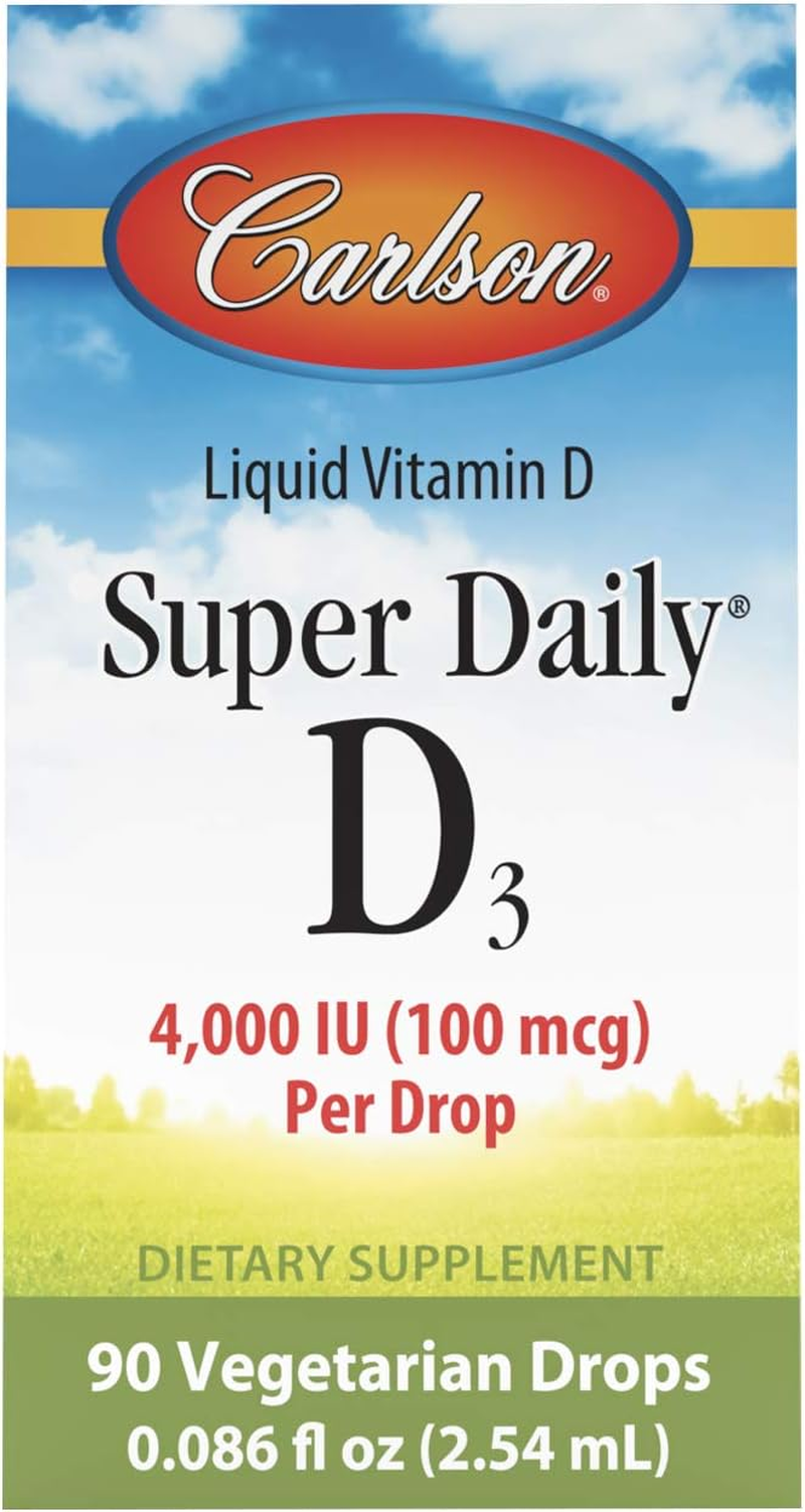 Carlson - Super Daily D3 4,000 IU (100 Mcg) per Drop, Vitamin D Drops, Immune Support, Heart Health, Liquid Vitamin D3, Unflavored, 90 Drops image number 6