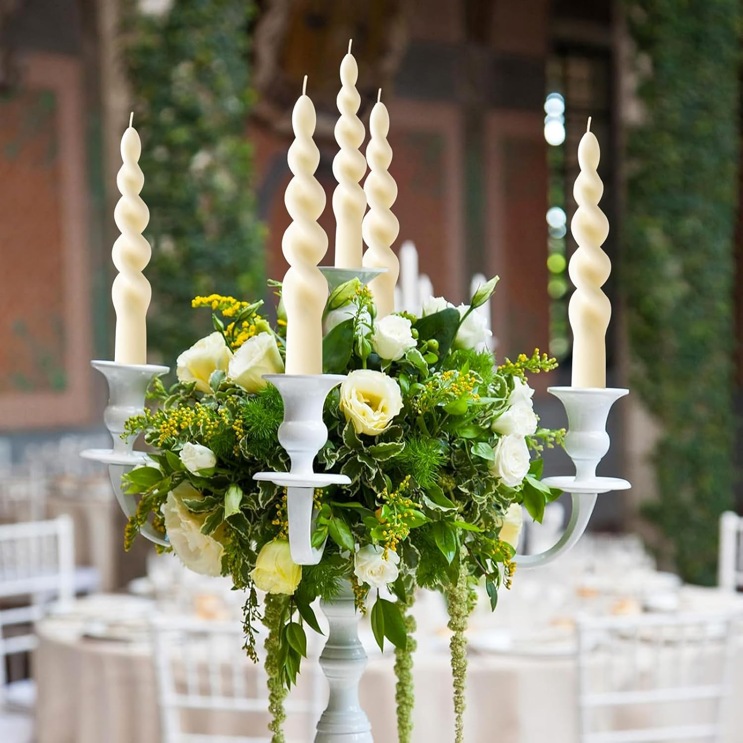 Screw Candle - White Colour - Set of 6 in Box - Decorative Household Candles - Burning Time 7 Hours - French Vanilla Floral - Natural Plant Wax - without Palm Oil image number 6