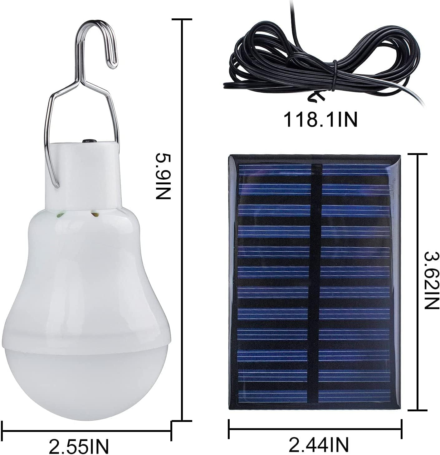 Solar Light Bulbs for Indoor Home and Chicken Coop, Outdoor Waterproof Camping Lamps for Tent, Rechargeable LED Solar Lights for Shed Night, Emergency Power Outage and Outside