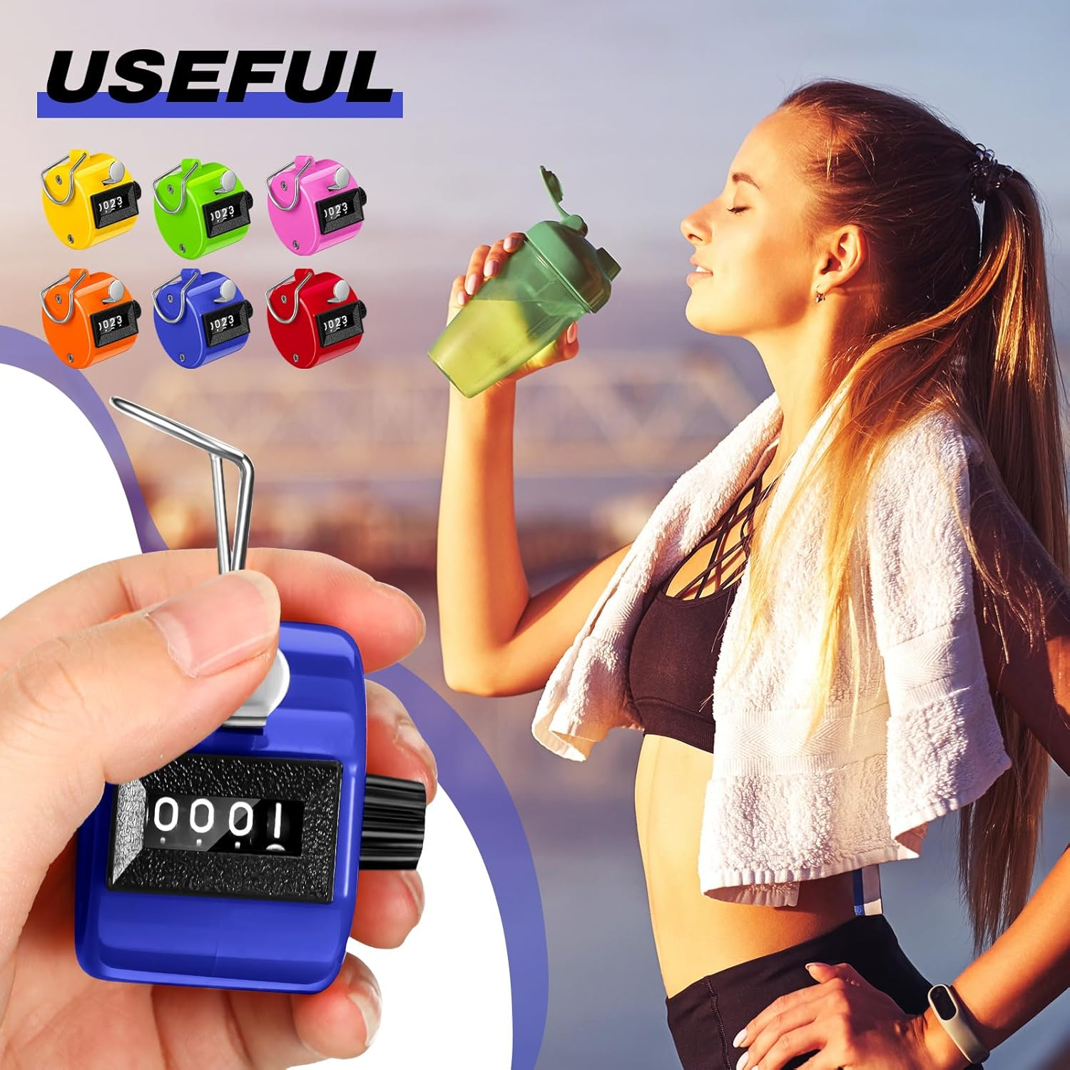 12 Pcs Handheld Tally Counter, 4 Digit Number Count Clicker Counter, Metal Pitch Counter Hand Mechanical Counters Clickers for Coaching, Knitting, People, Golf and Row image number 3