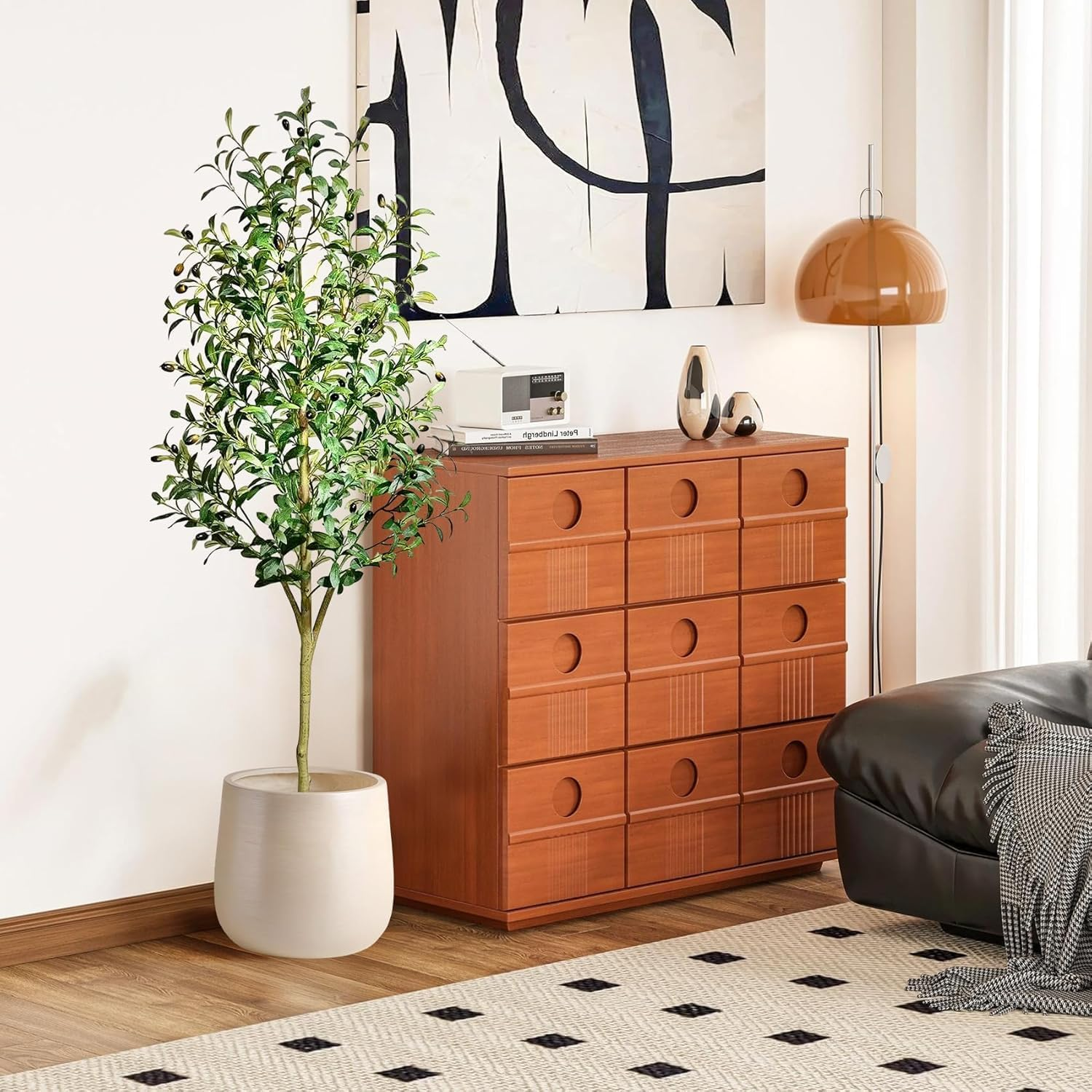 Artificial Olive Tree, 150Cm Faux Plant in Pot, Lifelike Silk Leaves with Black Planter for Indoor Decor