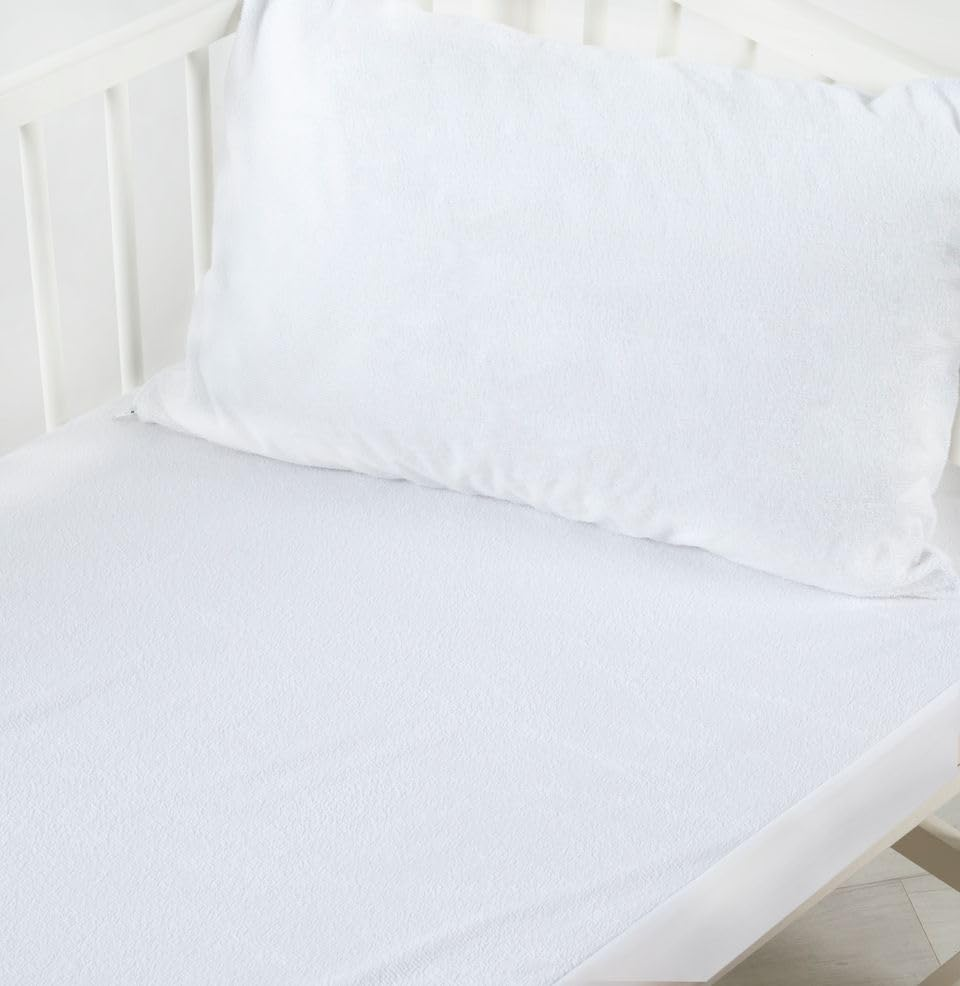 Dreamaker Cotton Terry Towelling Waterproof Pillow Protector for Babies | Moisture Absorbent, Breathable, Temperature & Moisture Control | Purafresh Treated Fibres | 40 Cm X 60 Cm - Pack of 2